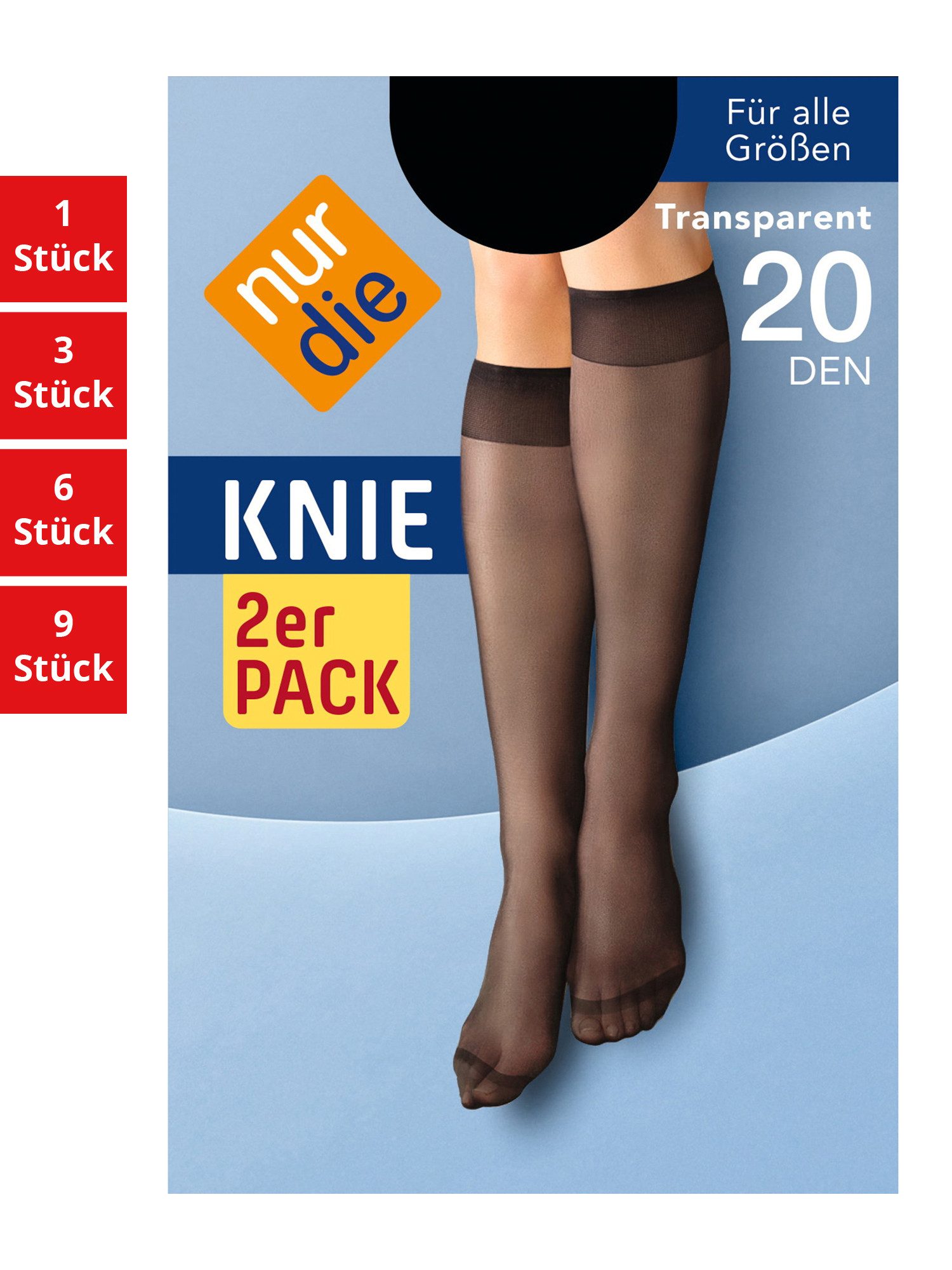 Nur Die Kniestrümpfe 20 DEN Damen (1er/3er/6er/9er Pack, 6-Paar) Knie-strüm günstig online kaufen