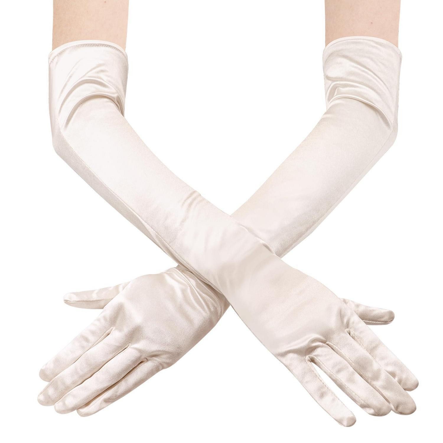LuxusKollektion Abendhandschuhe Lange Satin-Handschuhe Ellenbogen Champagner (1-St)