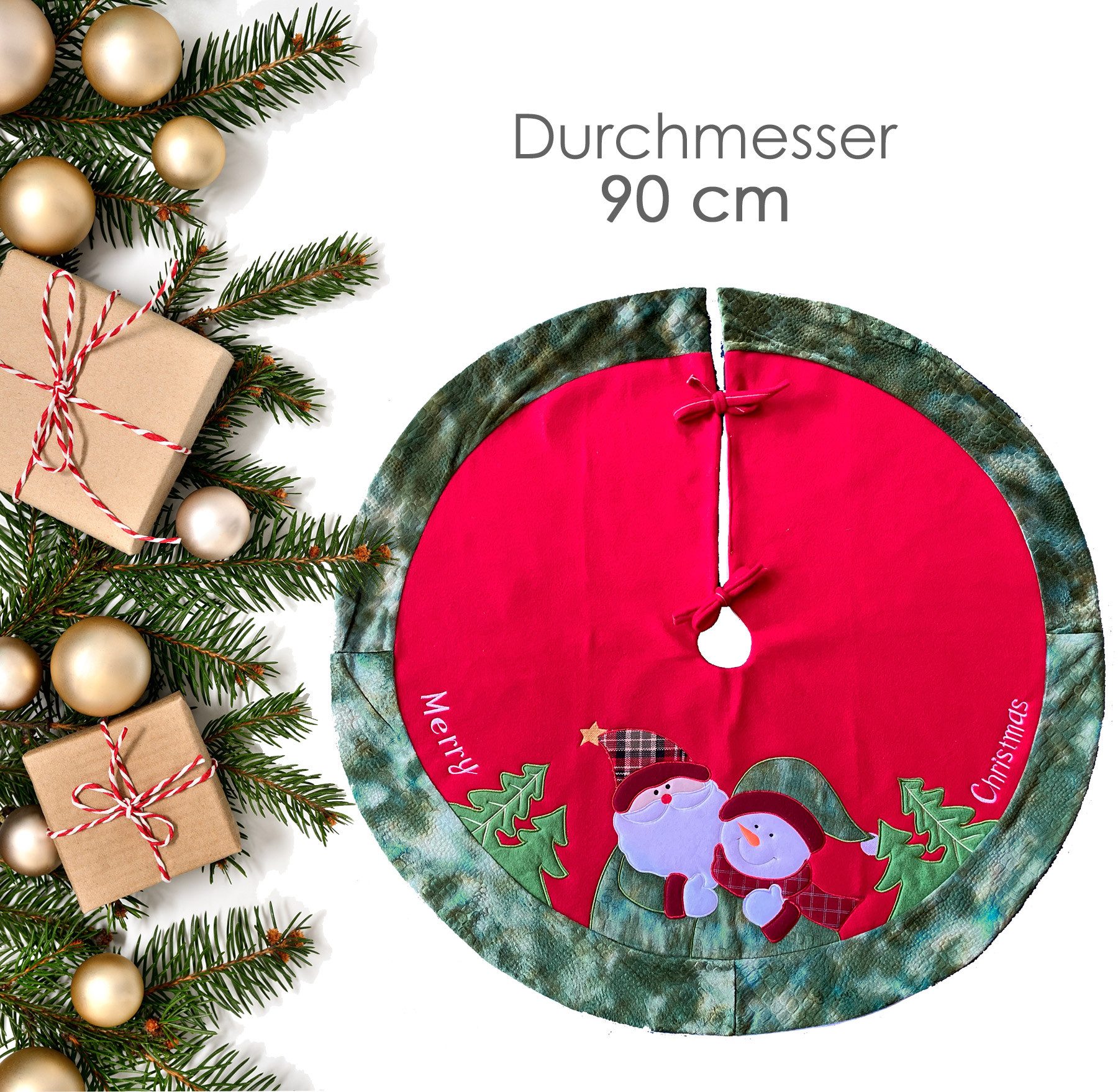 heimtexland Weihnachtsbaumdecke Weihnachtsdeko Baumschmuck Christbaumdecke Baumteppich (1-tlg), Weihnachtsbaum Deko bestickt Baumständer Schürze – Bild 2 von 5
