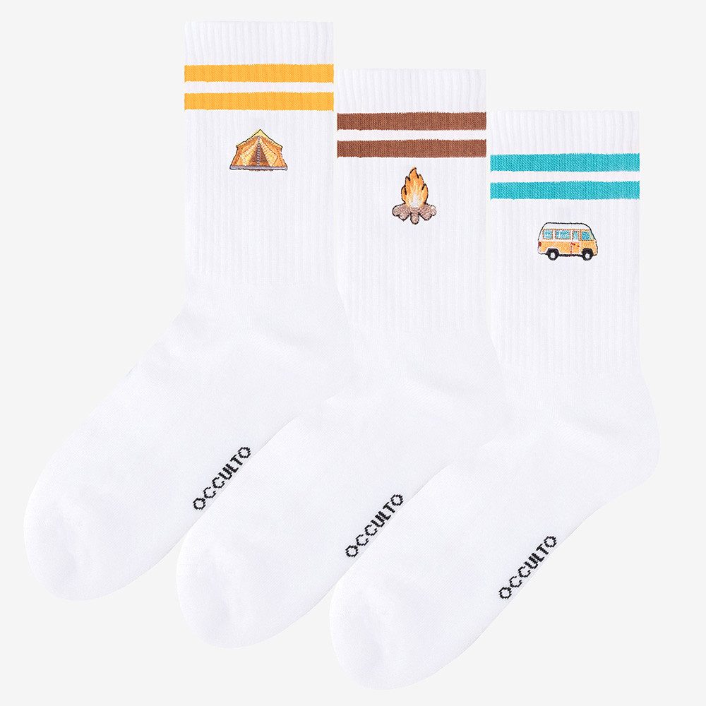 OCCULTO Tennissocken Damen & Herren Motiv Tennissocken 3er Pack (Modell: Rio) (3-Paar)