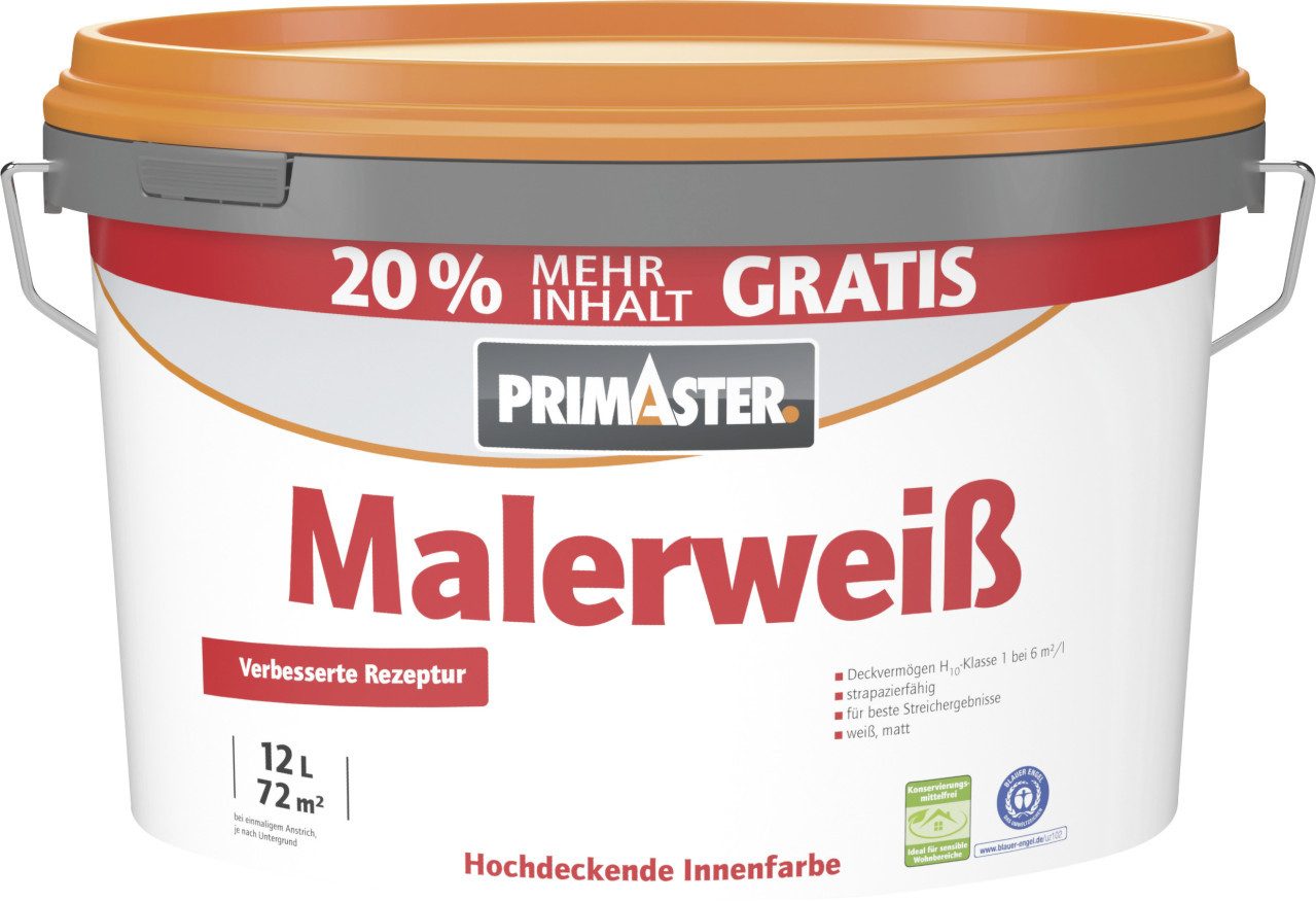 Primaster Wandfarbe Primaster Wandfarbe Malerweiß matt 12 L + 20%