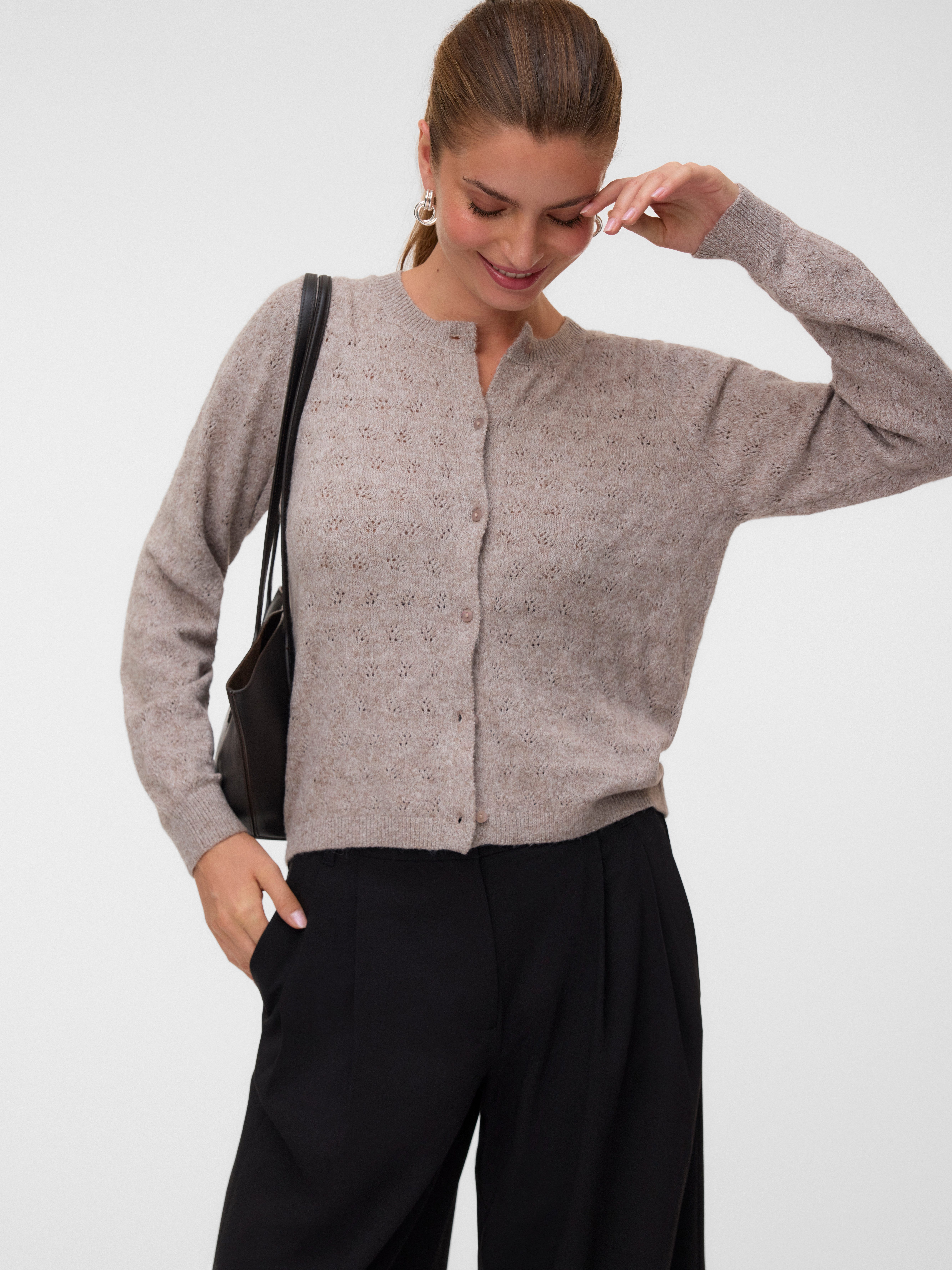 Vero Moda Strickjacke VMDOFFY STITCH LS O-NECK CARDIGAN NOOS Materialmix, regular fit