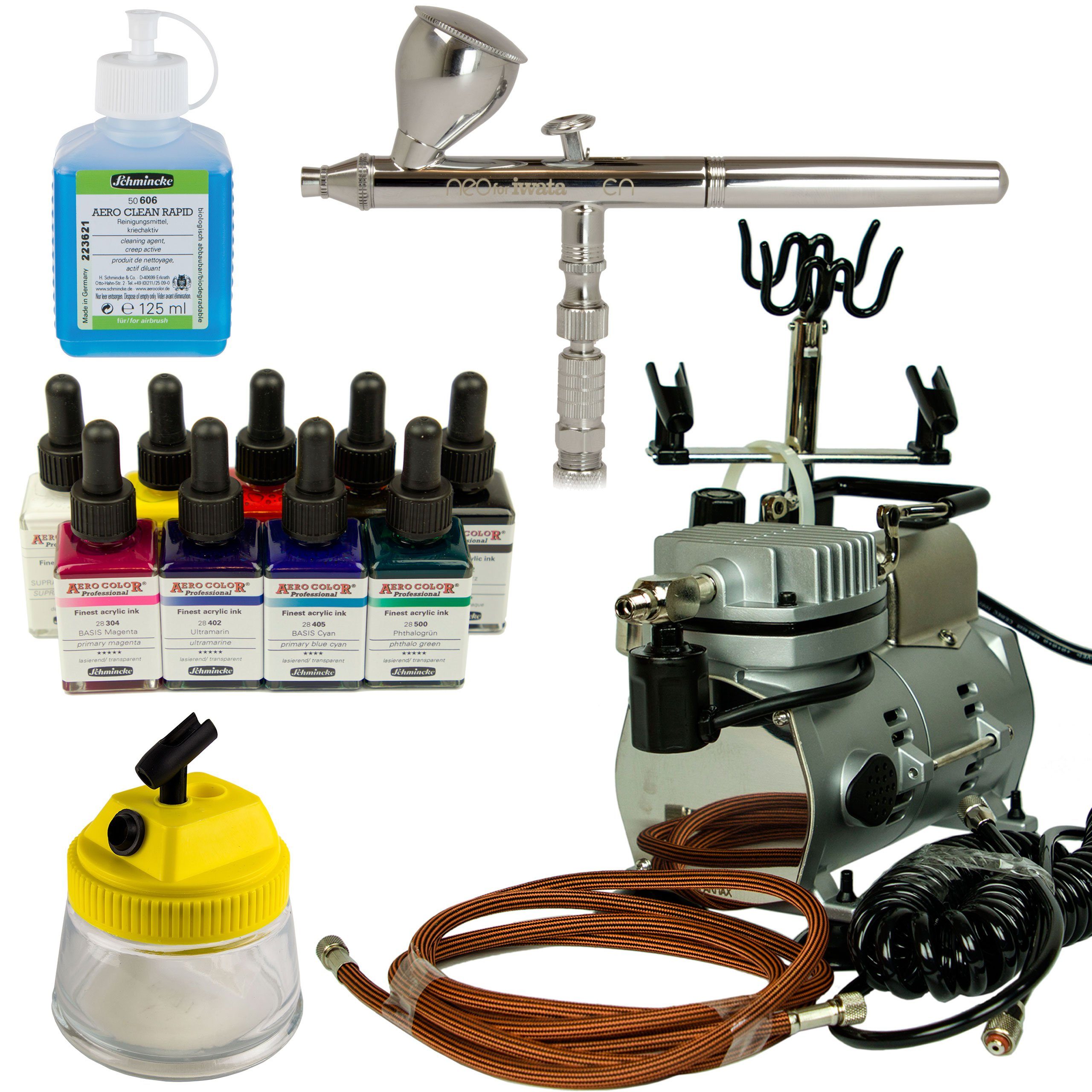 Airbrush-City Airbrush-Kompressor Saturn 25 + iwata Neo CN Airbrushpistole - Airbrush Set 7307