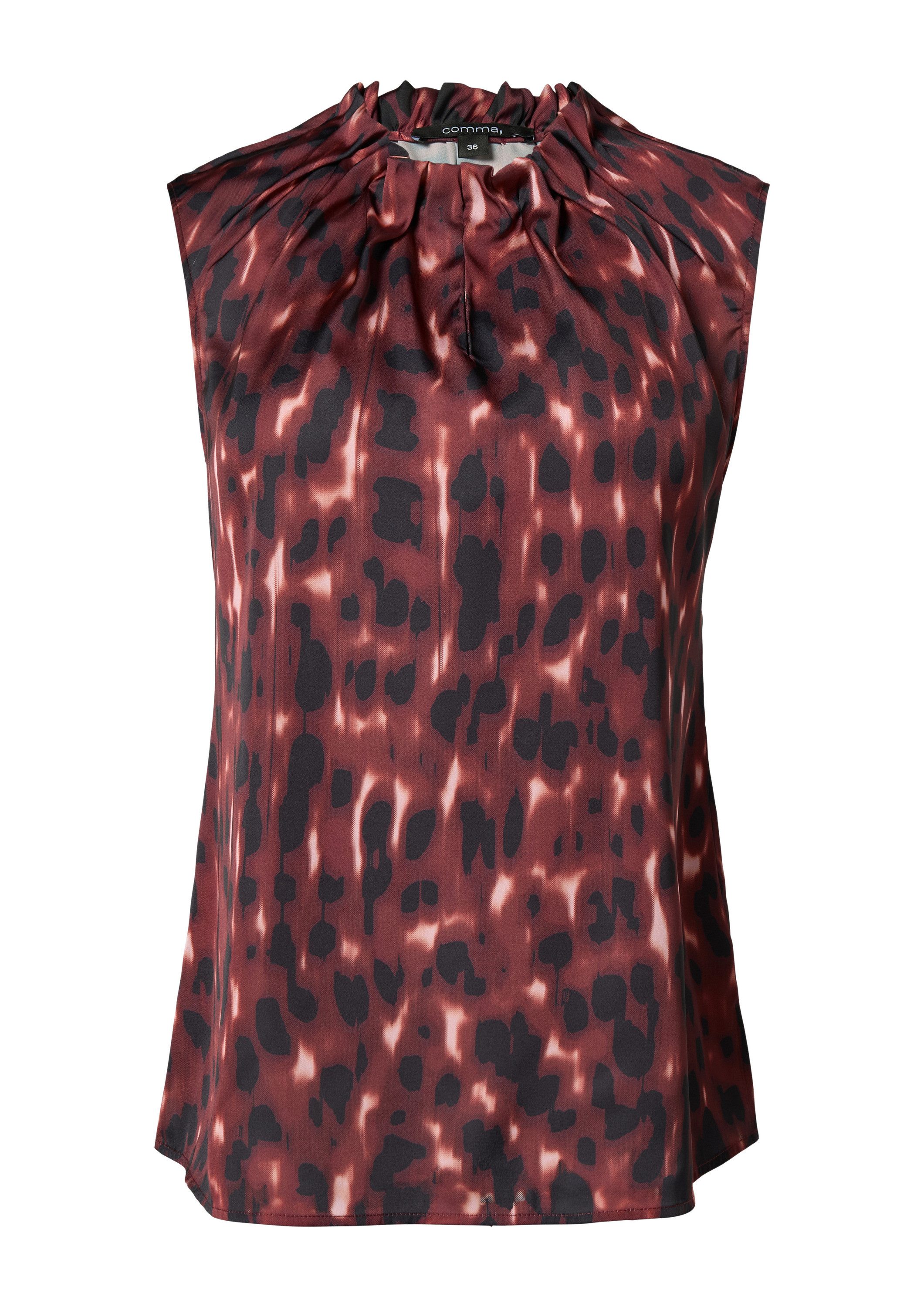 comma Blusentop Bluse Satinbluse mit Raffung