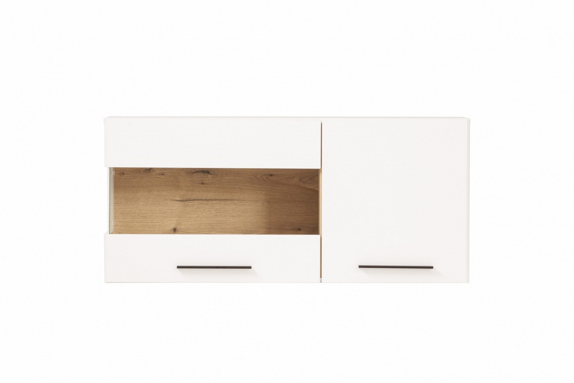 Beauty.Scouts Hängevitrine "Milano" in Weiß Matt & Eiche Evoke Dekor, 120 x 54 x 35 cm