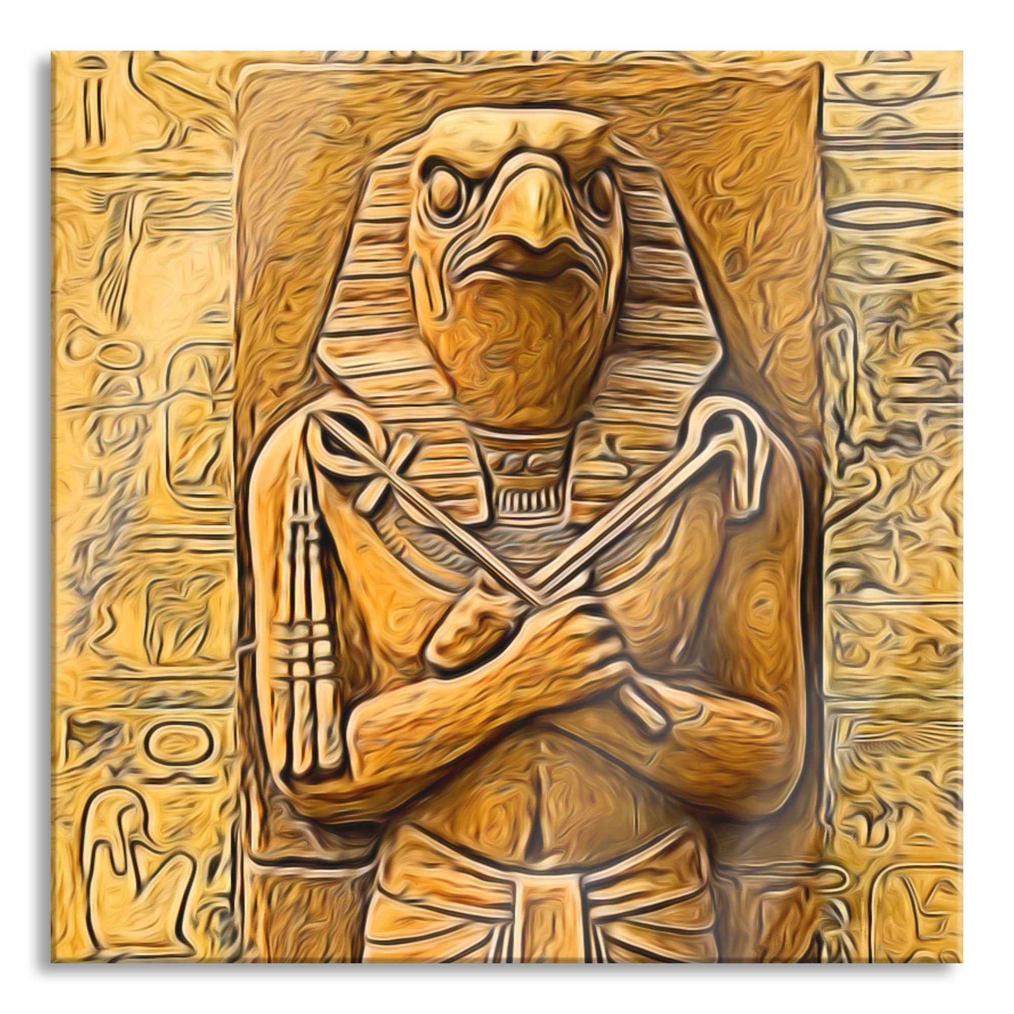 Aufhängungen Horus Glasbild Gott, der Echtglas, ägyptische und aus Glasbild Gott der ägyptische (1 St), Pixxprint Abstandshalter Horus inkl.