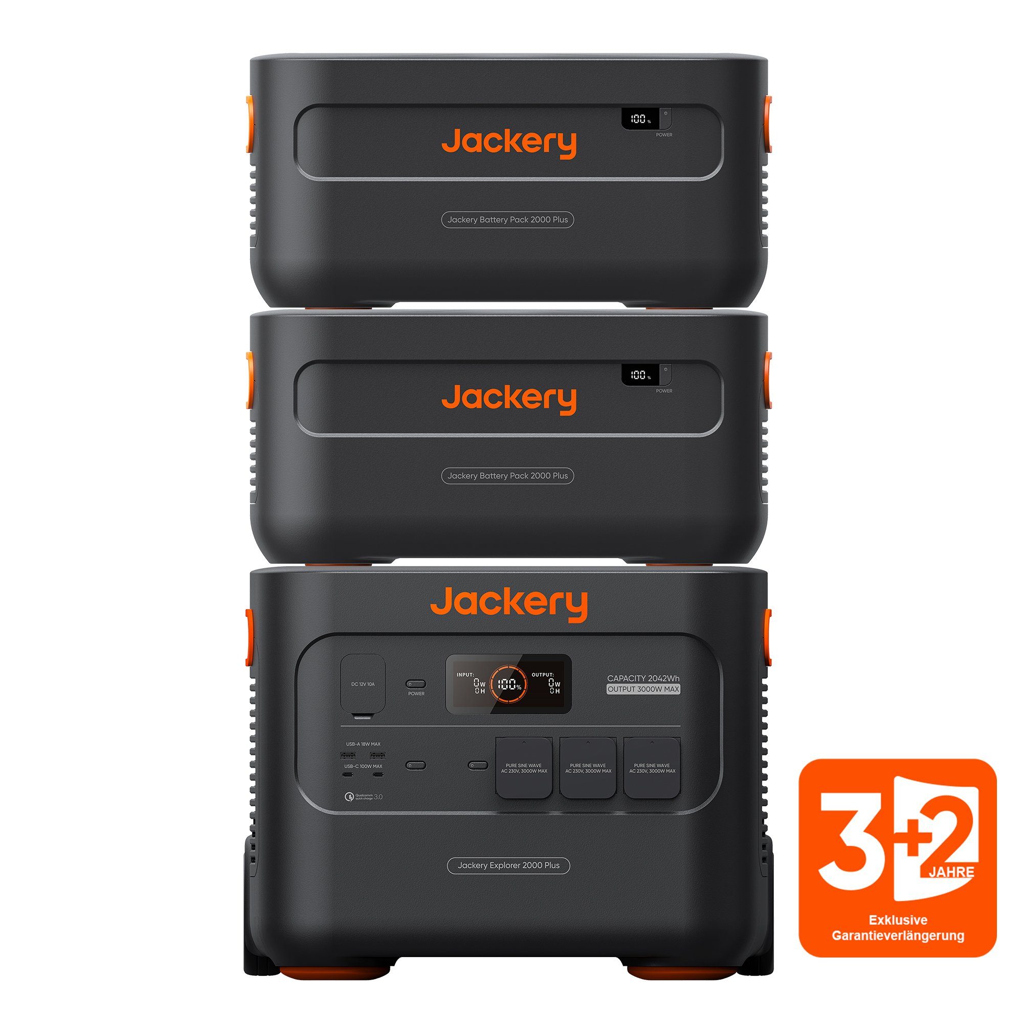 Jackery Stromgenerator Explorer Kit Plus mit Erweiterbarer Explorer 6000, x 2000 2 Akku