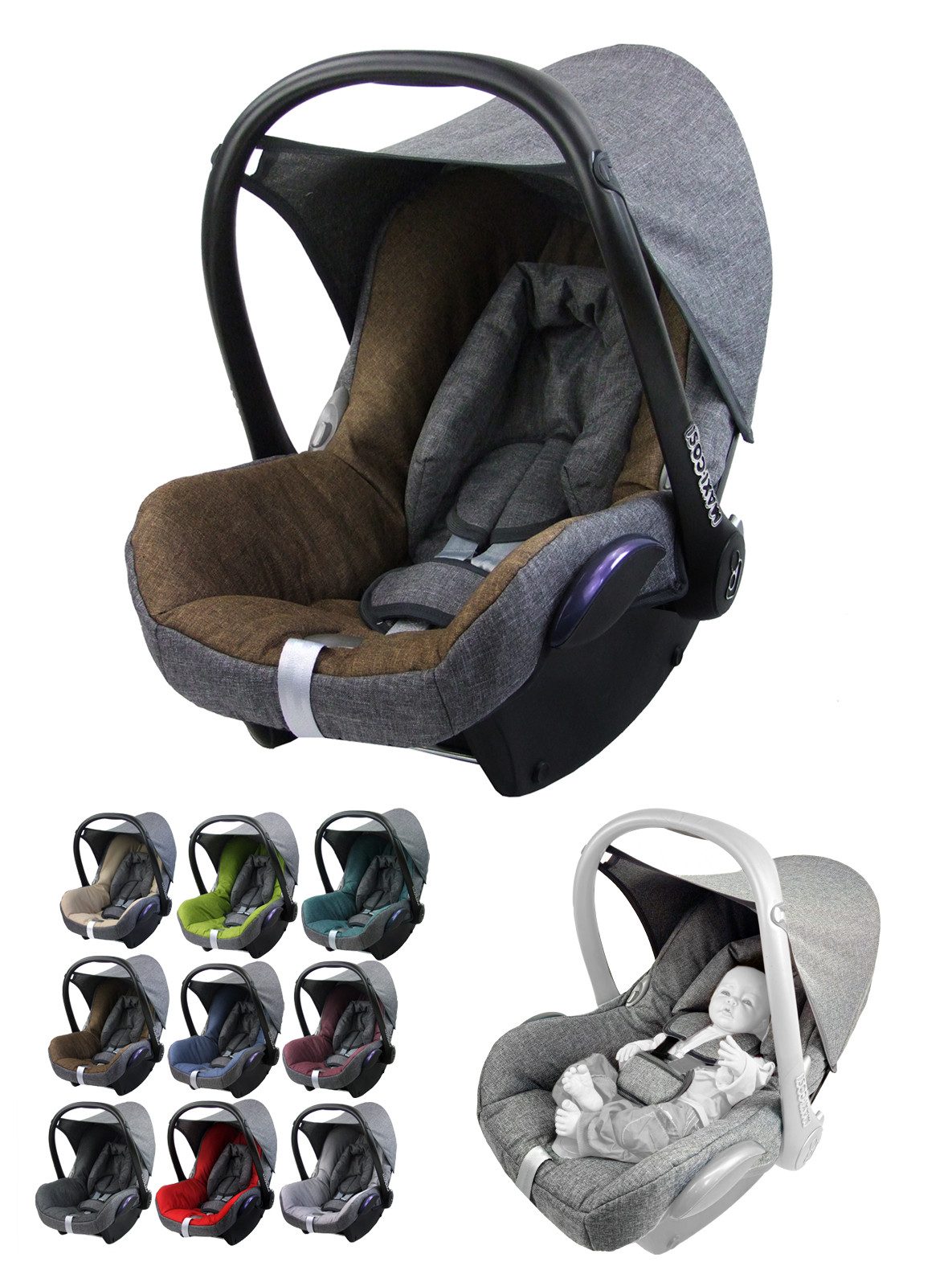 Babyschale Ersatzbezug kompatibel mit Maxi Cosi Cabrio Fix Babyschale 6-tlg