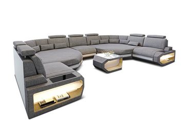 Sofa Dreams Wohnlandschaft Asti HX, Webstoff Strukturstoff, XXL U Form Stoffsofa mit LED, USB-Anschluss, Designersofa