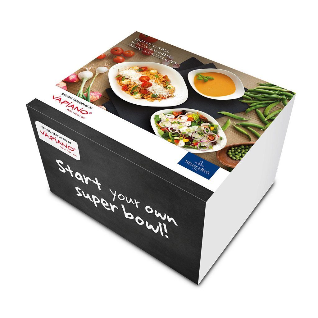 Villeroy & Boch Geschirr-Set Vapiano Schalen-Trio 6-teilig (6-tlg), 2 Personen, Porzellan, Premium Porcelain, mikrow.- & spülm.sicher, Made in Germany
