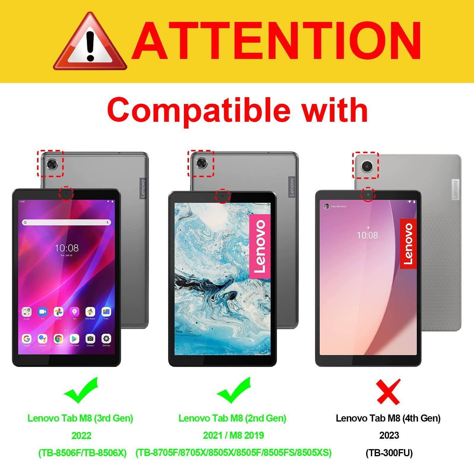 Fintie Tablet-Hülle für Lenovo Tab M8 (3./2./1. Gen) TB-8506F/TB-8506X/TB-8705F/TB-8705X, Nicht für Lenovo Tab M8 (4th Gen) 2023 (TB-300FU)