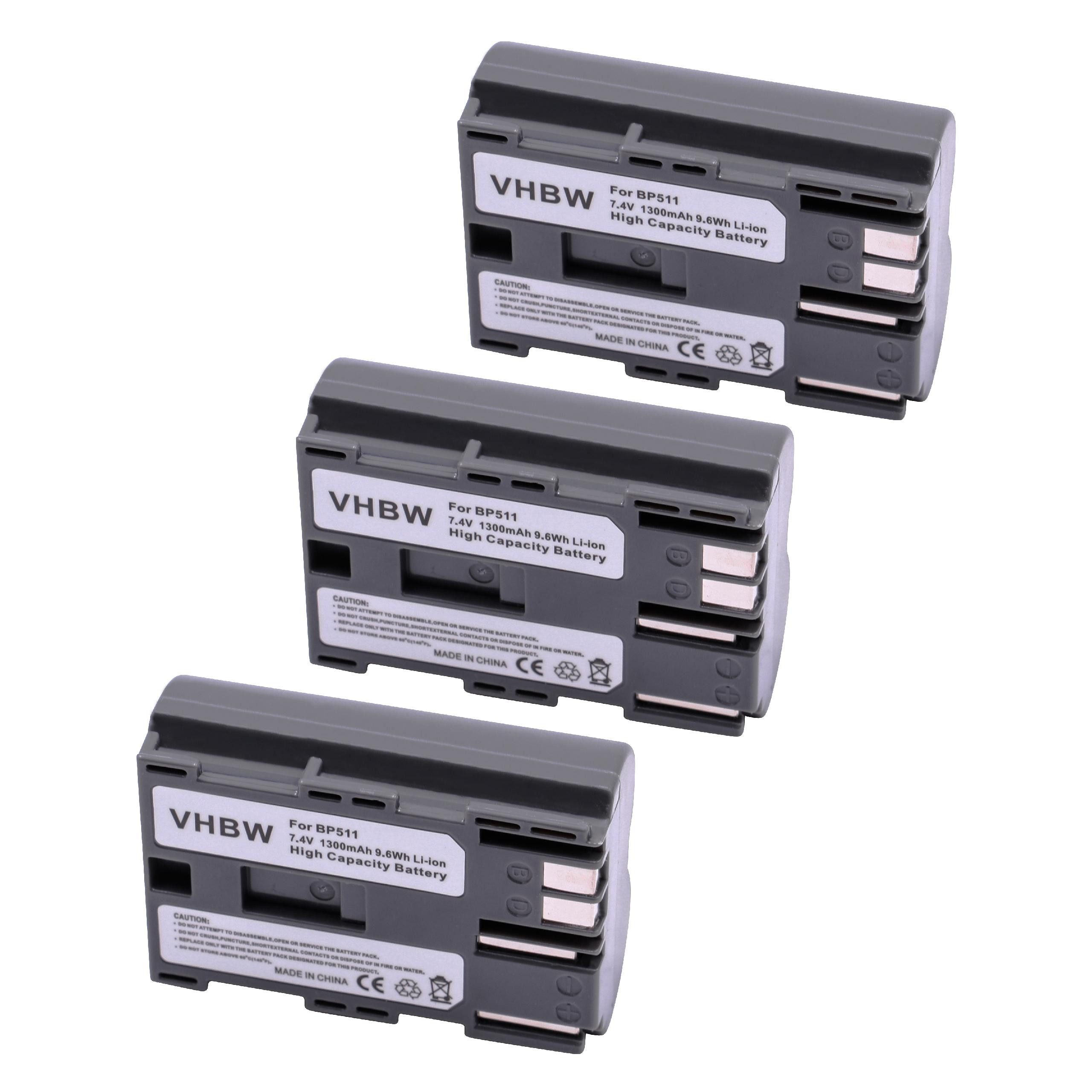 vhbw Akku passend für Canon PowerShot G3, G5, G1, G2, Pro 1, G6, Pro 90is Kamera-Akku Akku Li-Ion 1300 mAh (7,2 V, 3 St), Leistungsfähige Austausch-Akkus für Digitalkamera, Spiegelreflexkamera
