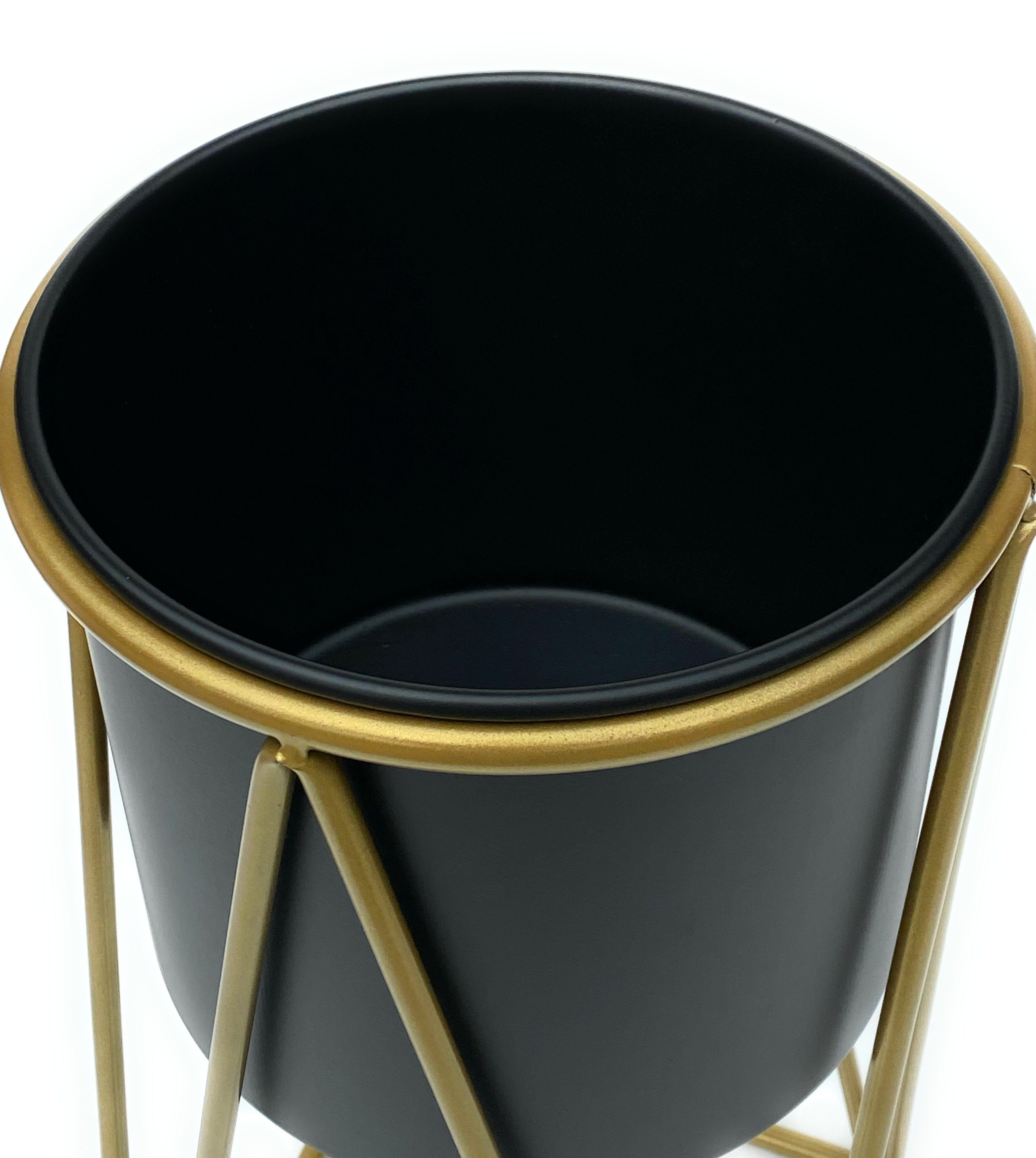 DanDiBo Blumenhocker mit Topf Metall Gold Schwarz Blumenständer Blumensäule – Bild 5 von 5
