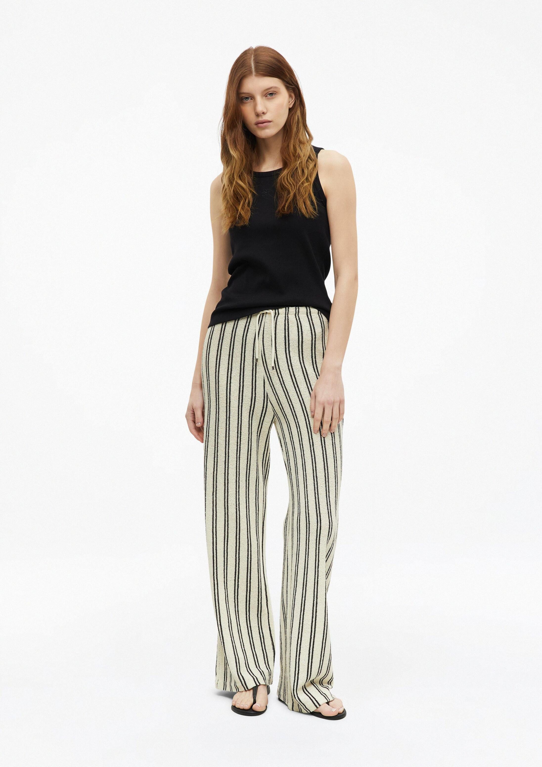 s.Oliver Chinos Hose Gestreifte Wide-Leg-Hose in Strickoptik