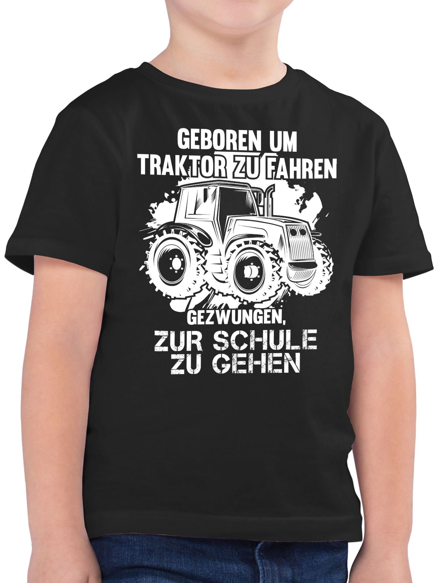Shirtracer T-Shirt Geboren um Traktor zu fahren Traktor 01 Schwarz