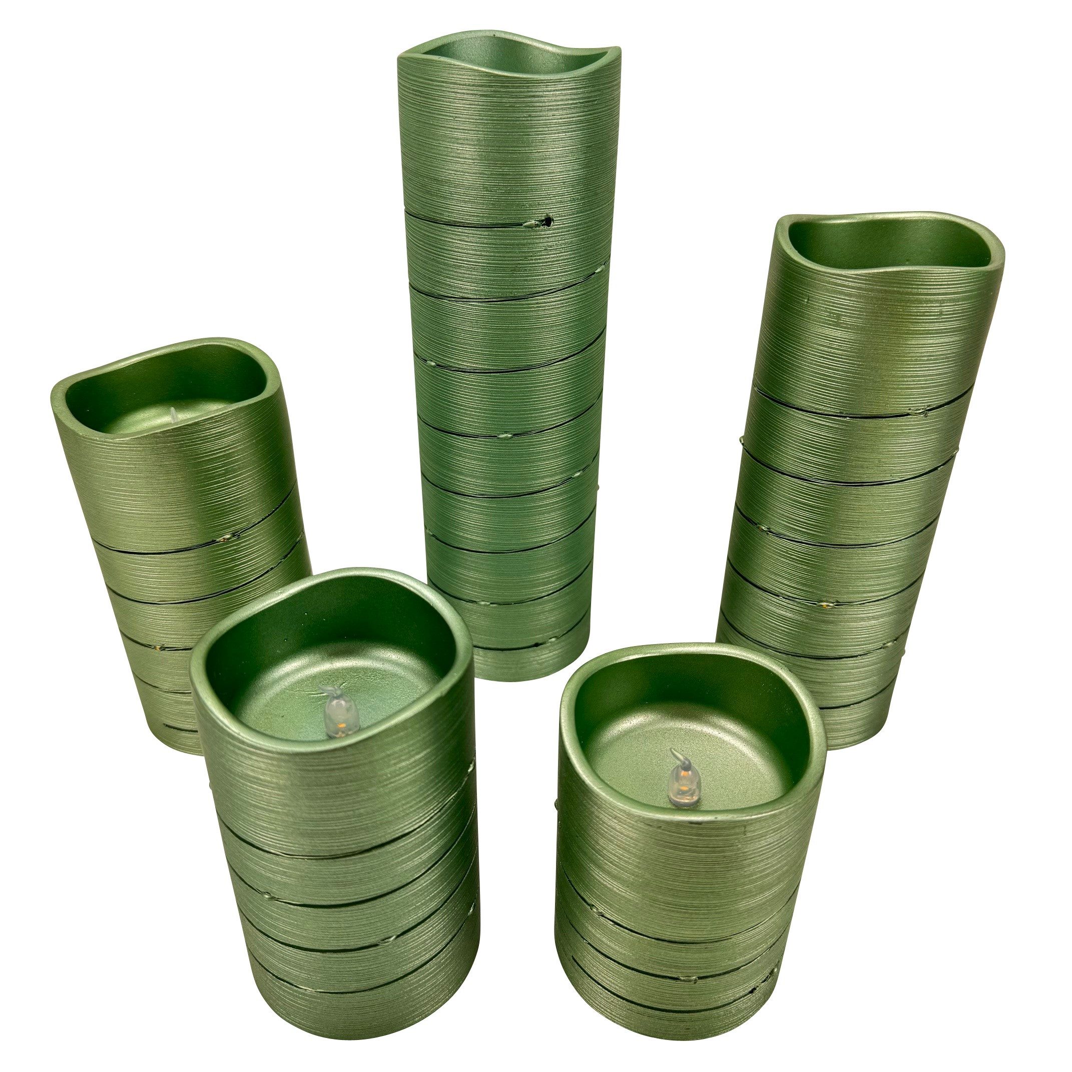 Online-Fuchs LED-Kerze 5er Set große Metallic LED-Kerzen mit Lichterkette u günstig online kaufen