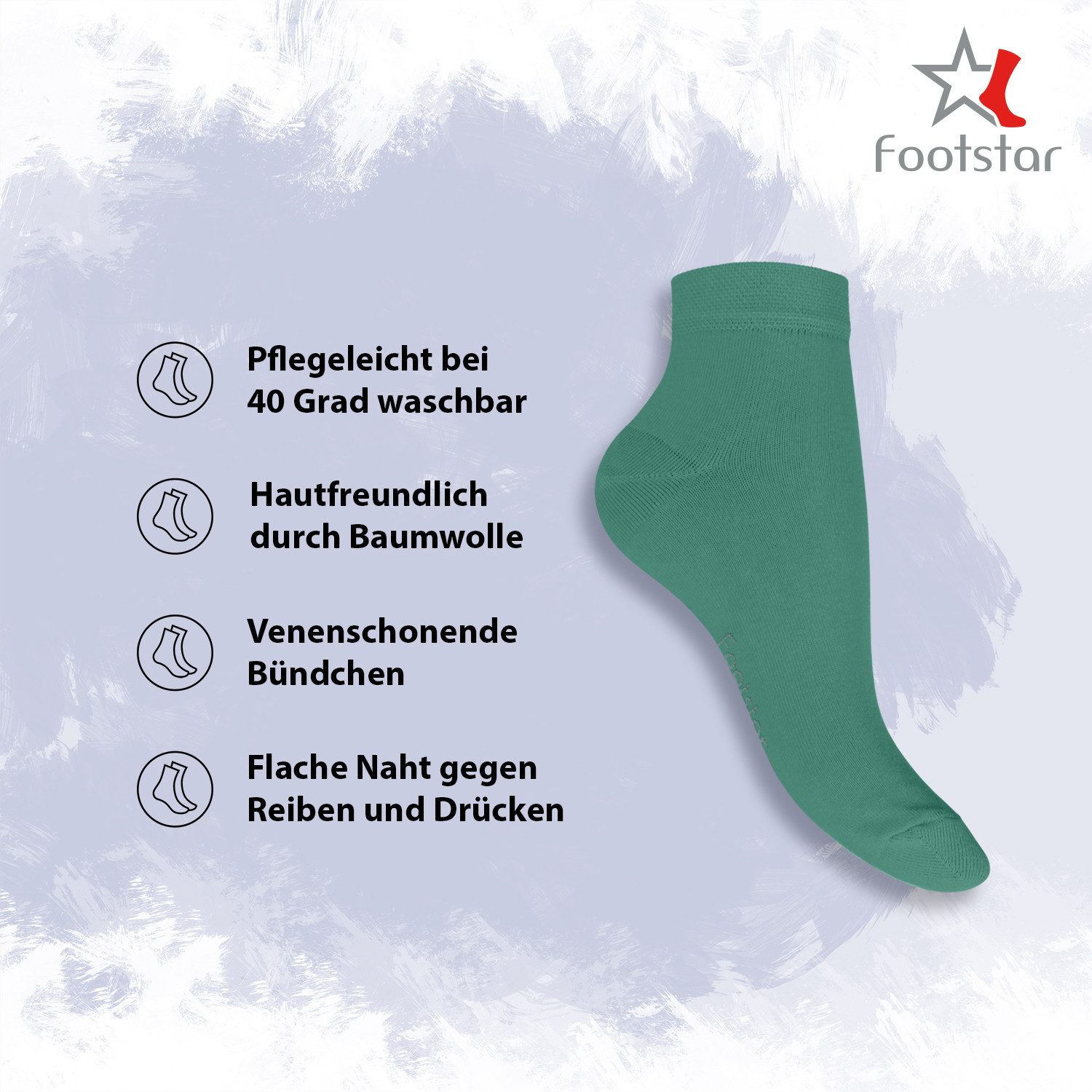 Footstar Kurzsocken EVERYDAY! 10 Paar Quarter Socken Kurzsocken Kurze Baumwoll Socken – Bild 2 von 4