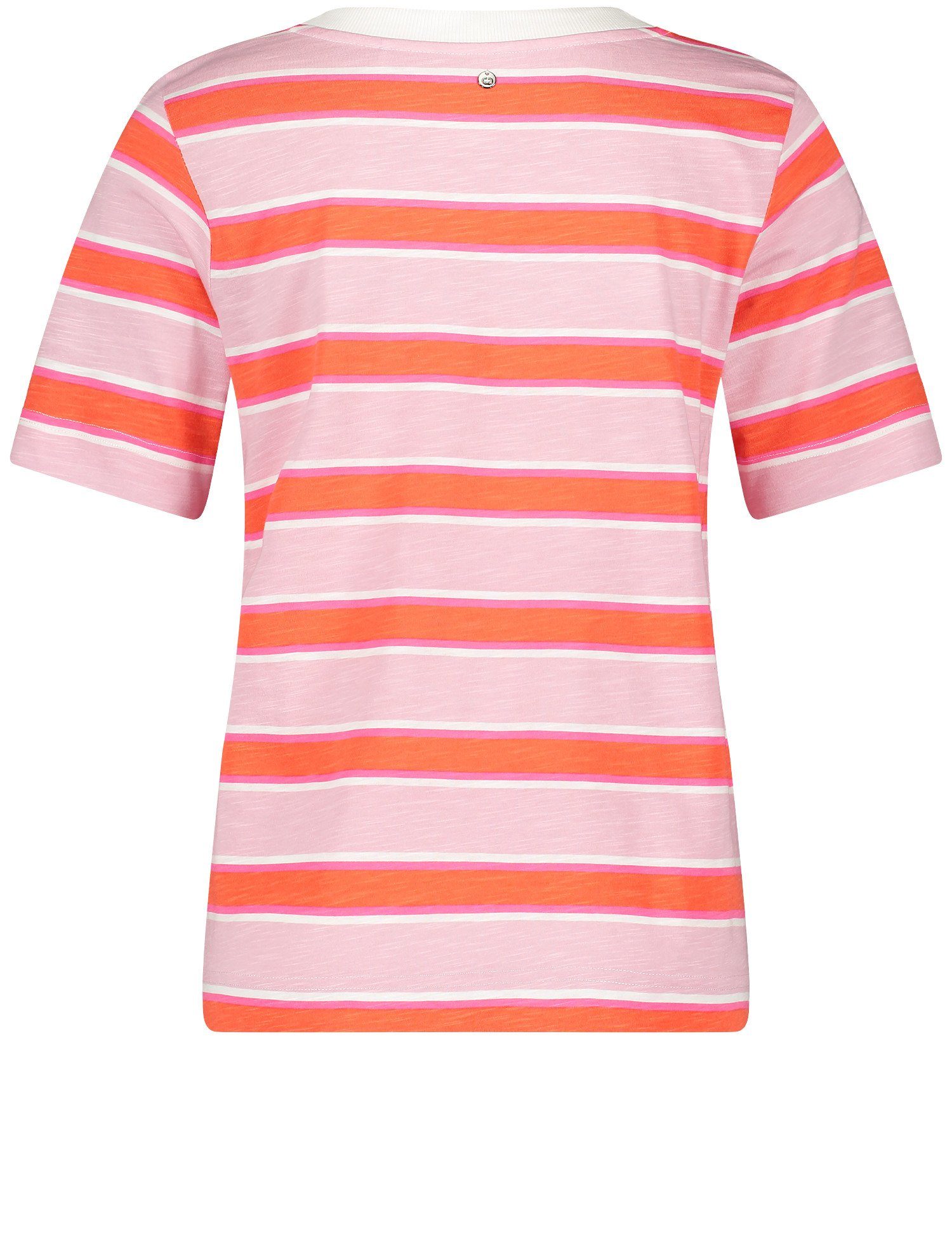 GERRY WEBER Kurzarmshirt Blockstreifen Kurzarmshirt mit Lila/Pink/Rot/Orange Ringel