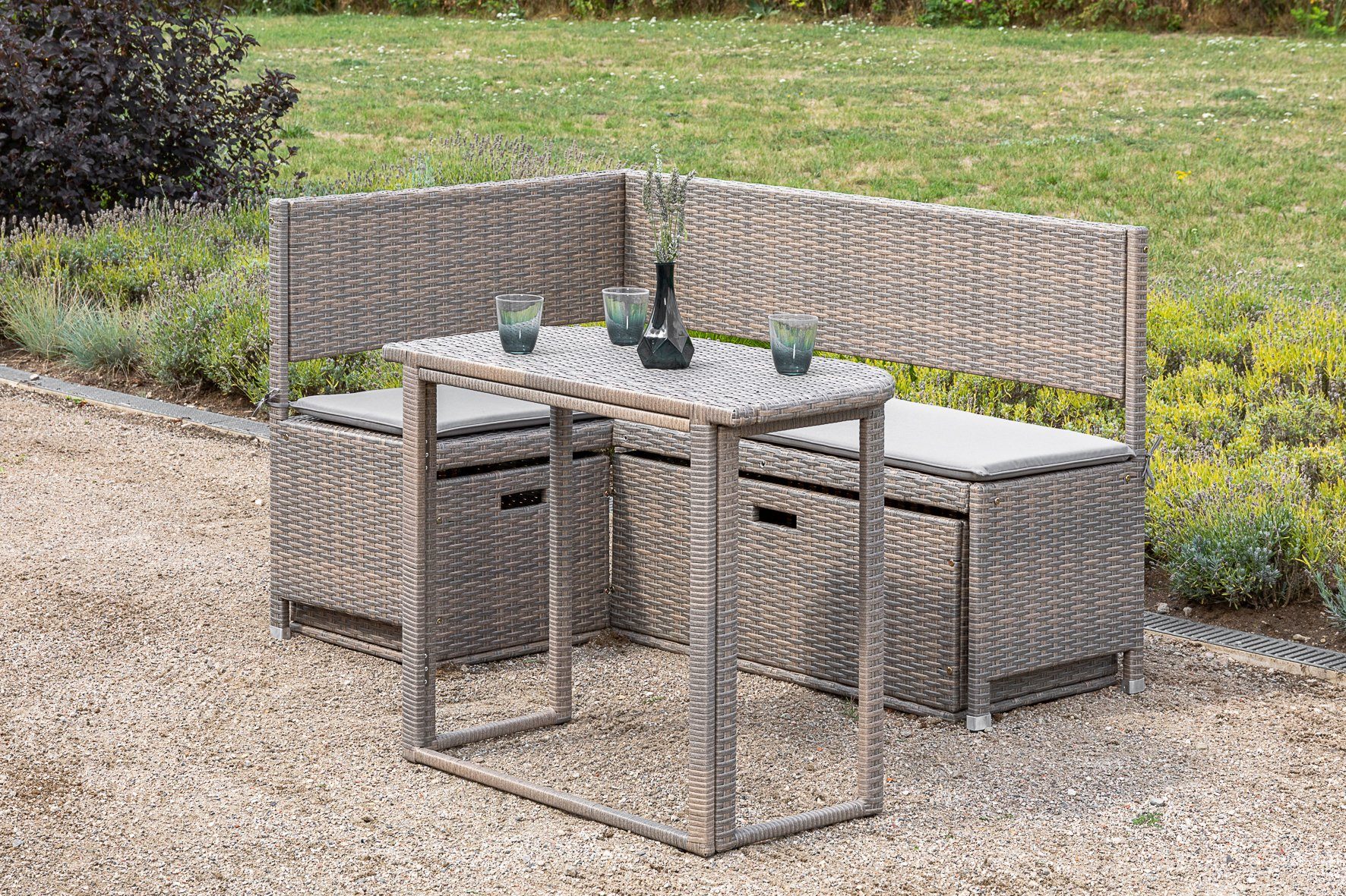 Merxx Gartenmobelset Balkon 4 Tlg Eckbank Tisch 2x Unterschiebebox Inkl Auflagen Online Kaufen Otto