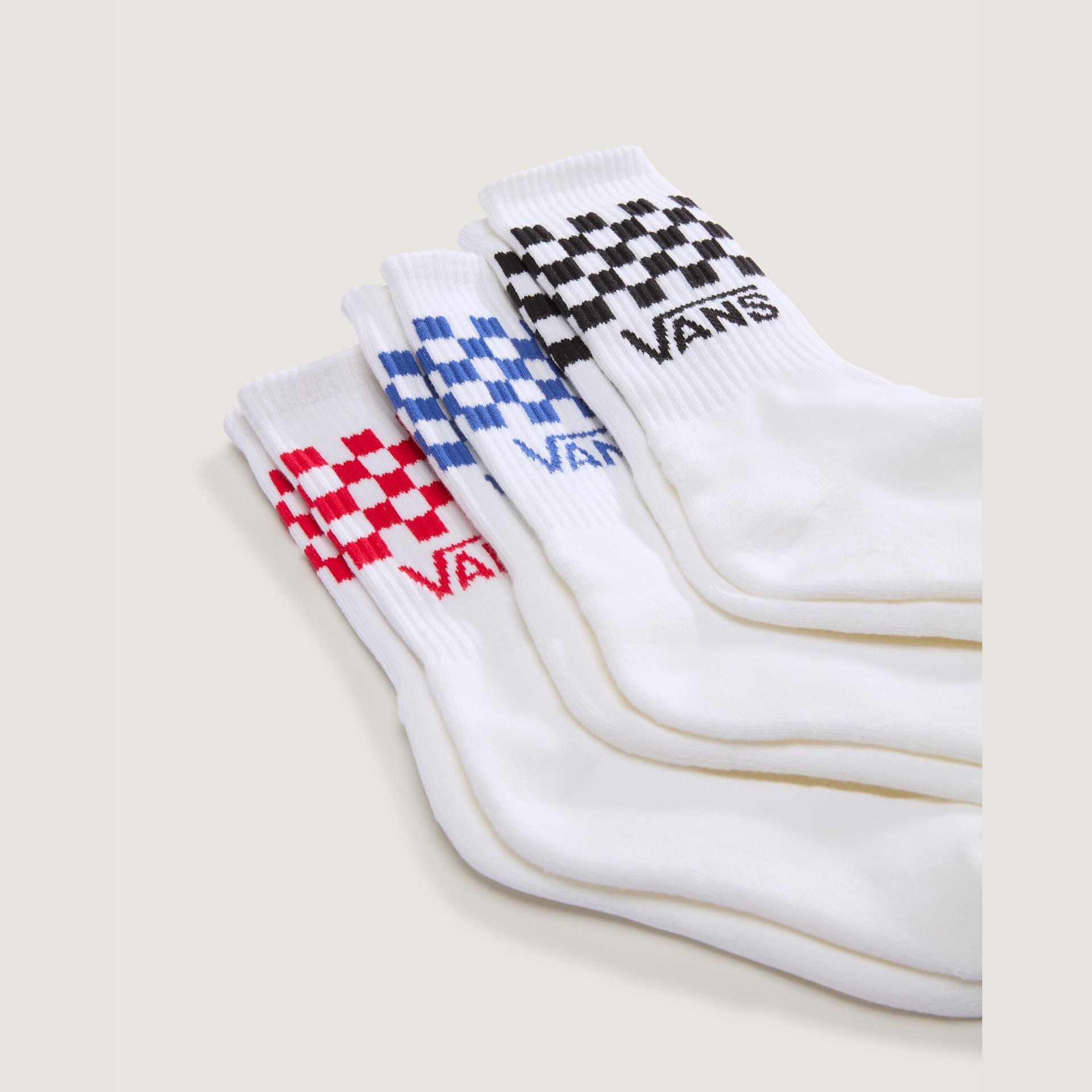 Vans Socken CLASSIC CHECK CREW (3-Paar) für Kids, dreierpack, elastische Passform, bequemer Materialmix