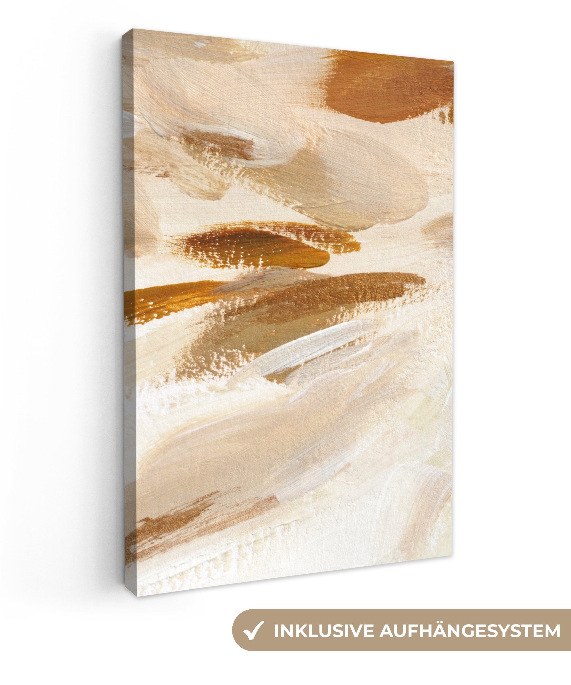 OneMillionCanvasses® Leinwandbild Farbe - 20x30 Beige, cm Zackenaufhänger, St), bespannt Malerei inkl. fertig Gemälde, Leinwandbild - (1