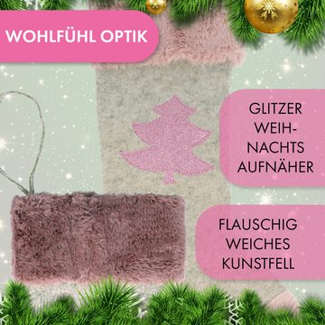 XiRRiX Nikolausstiefel Deko Weihnachtsstiefel, Filzstiefel zum Befüllen (Set, 4 St., 4tlg), mit Glitzer Applikation