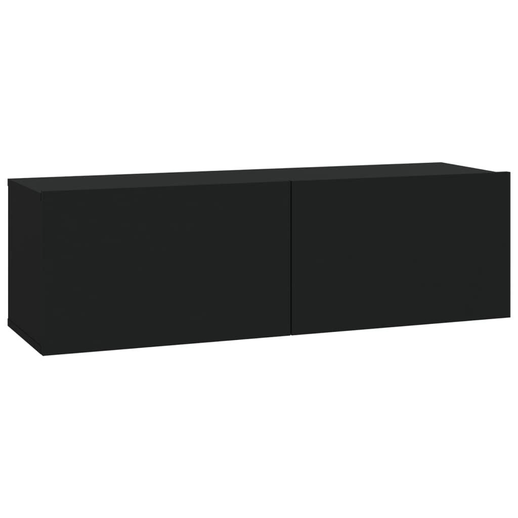 furnicato TV-Schrank 7-tlg. TV-Schrank-Set Schwarz Holzwerkstoff