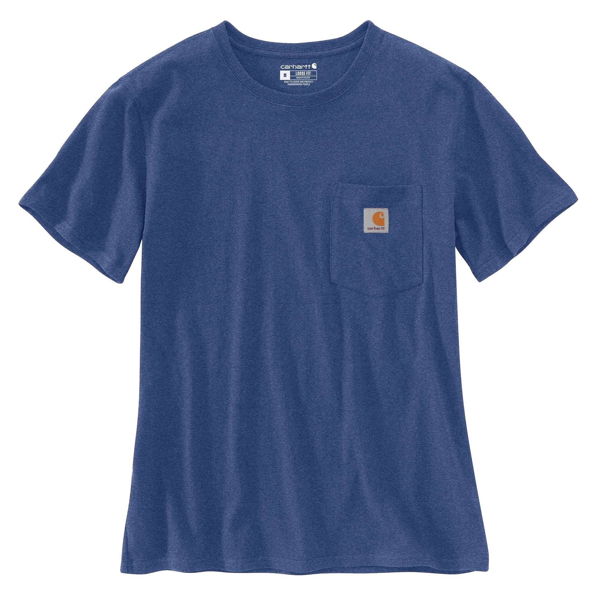 Carhartt T-Shirt Carhartt Damen T-Shirt Heavyweight heather blue Adult Fit scout Pocket Short-Sleeve Loose
