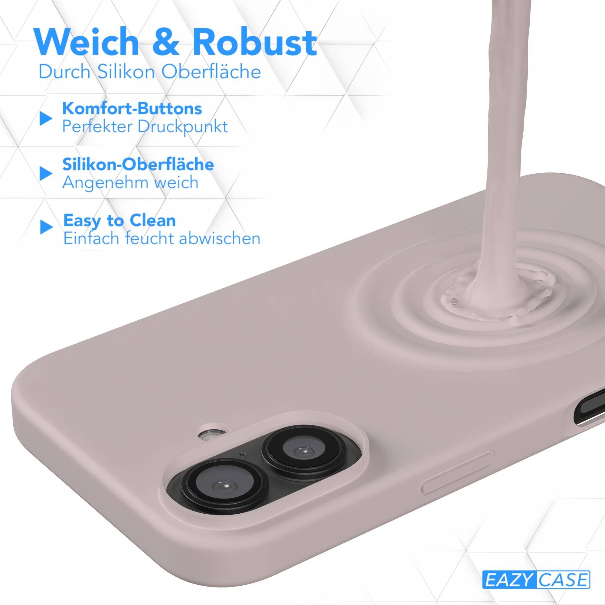 EAZY CASE Handyhülle für Apple iPhone 16 Premium Silikon 6,1 Zoll, Silikon Schutzhülle mit Kameraschutz kratzfest Cover Rosabraun – Bild 4 von 5