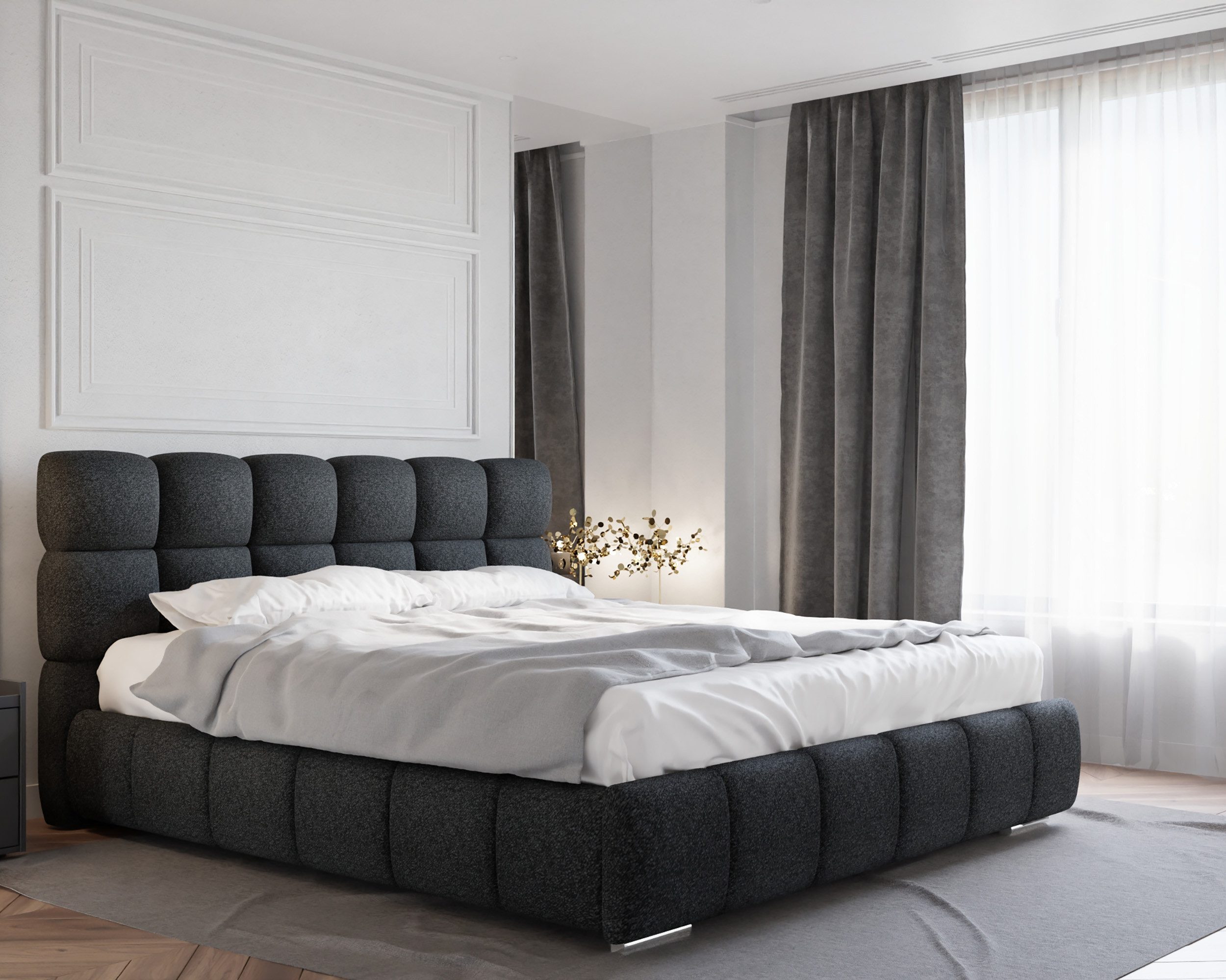 Homesy Polsterbett BLISS Luxus-Bett mit Lattenrost Wahl federkernmatraze, kokosmatratze, (Stabile Rahmenkonstruktion Metallrahmen), Ein Luxusbett in jeder Größe 140x200cm 160x200 cm 180x200cm