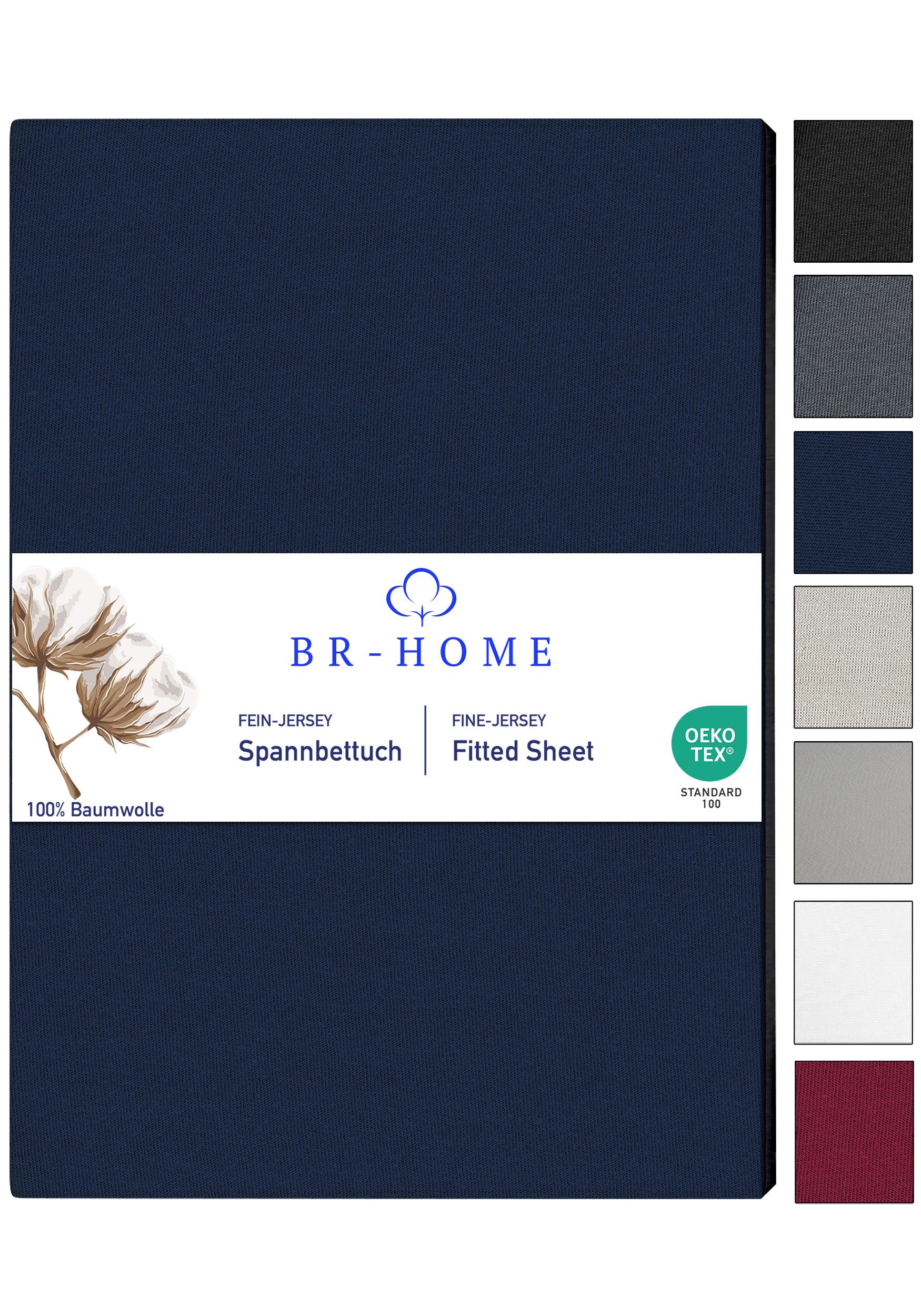 BR-Home Spannbettlaken bis zu 25cm, 100% Baumwolle Jersey Bettlaken, Spannb günstig online kaufen