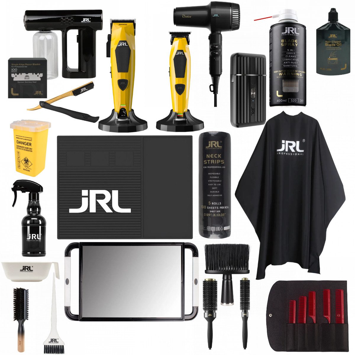 JRL Haarschneider Friseursets, Komplettset bestehend aus Clipper, Trimmer usw., Profi Barber Komplettset, kabellos & leistungsstark