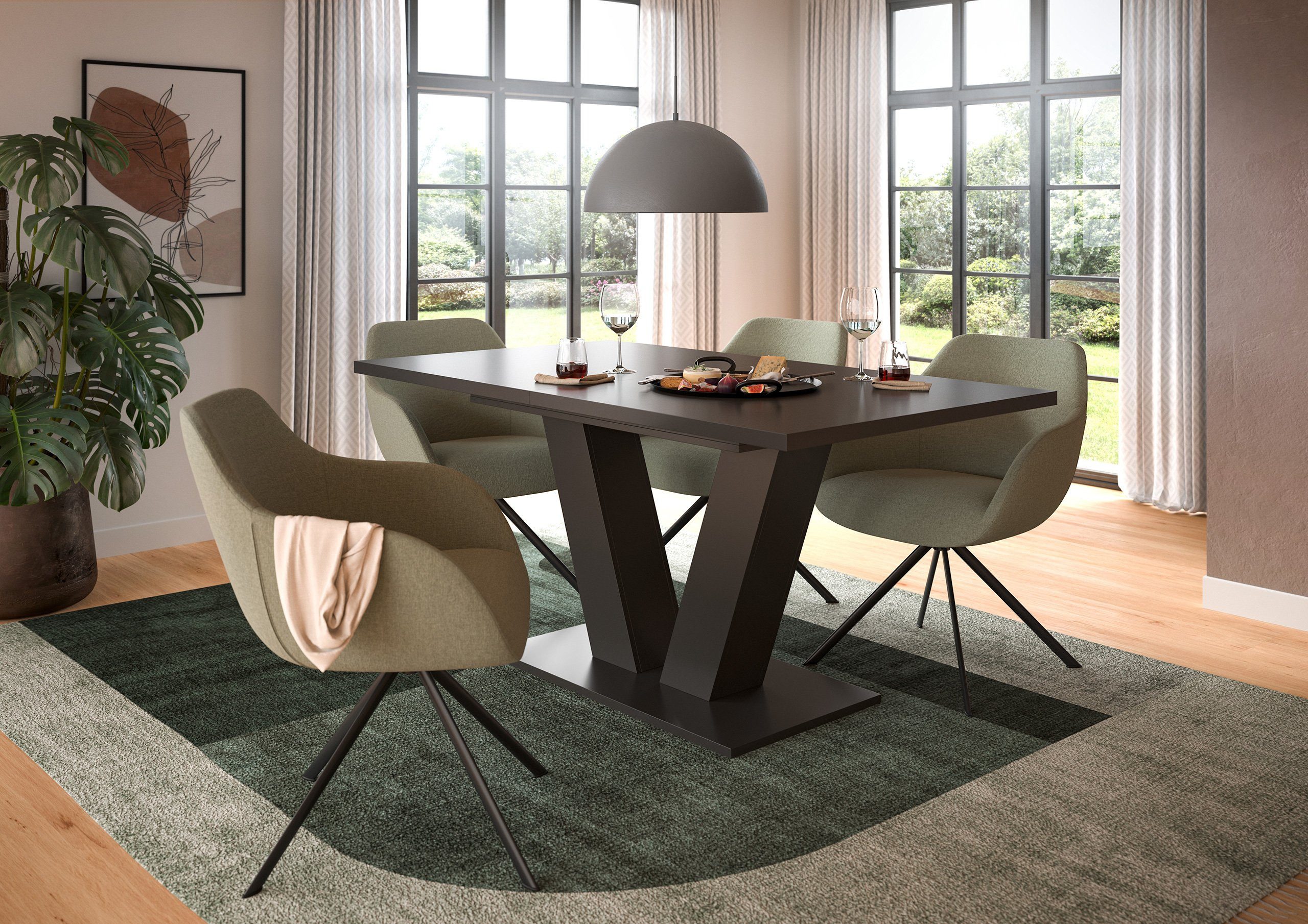 Newroom Esstisch Grau 150 cm, Esstisch Grau Esszimmertisch Tisch Modern Zeitlos Küche Esszimmer