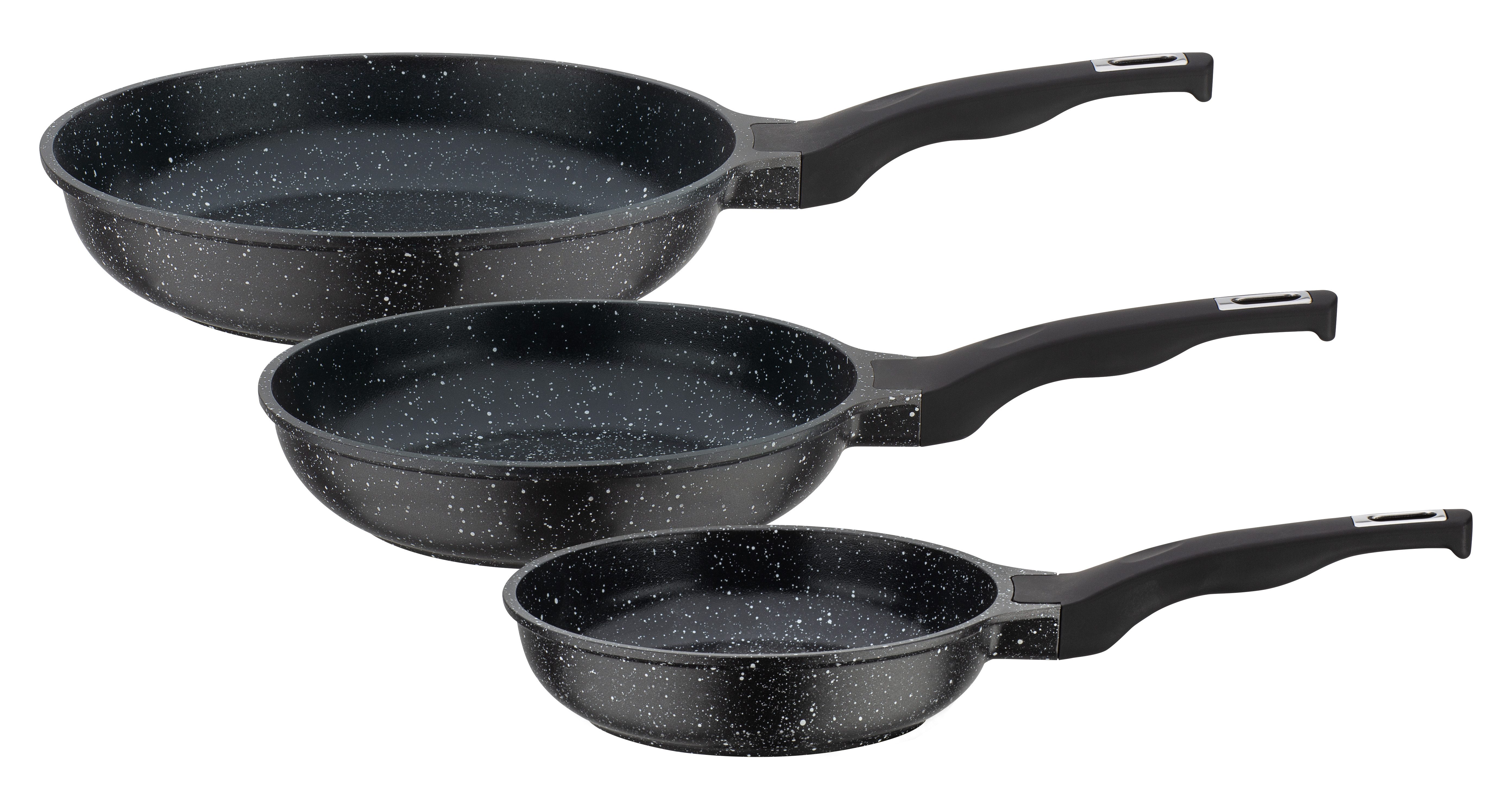 GSW Pfannen-Set Titanium Granit Advanced, Aluminiumguss (Set, 3-tlg), Pfannen-Set aus Aluminium-Guss mit Antihaft-Versiegelung