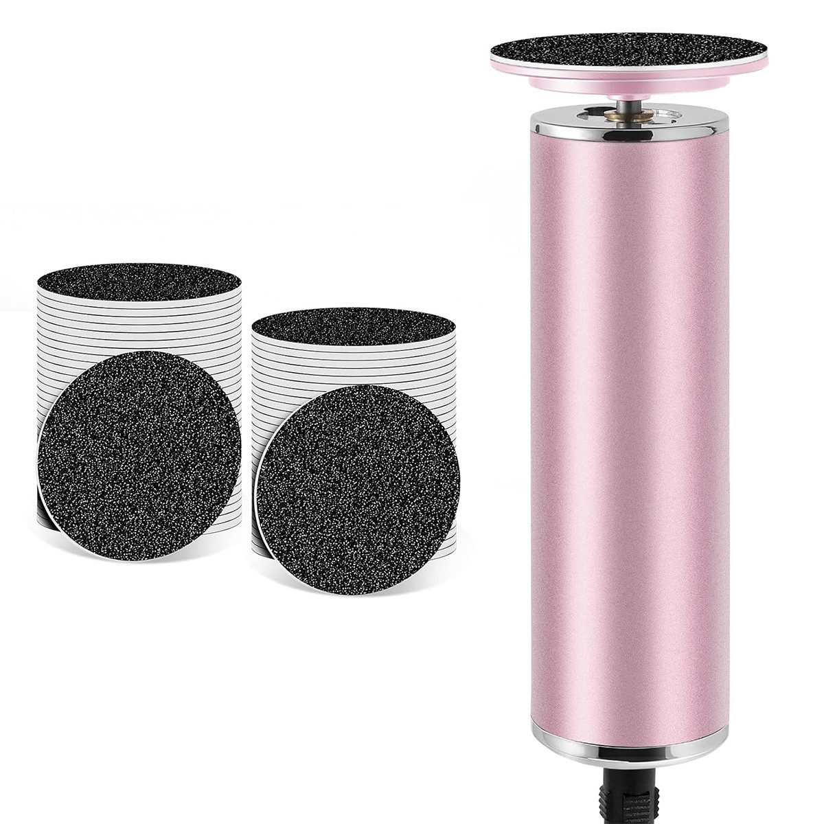 DOPWii Elektrischer Hornhautentferner Fußpflegegerät gegen Hornhaut,Schwielen & abgestorbene Haut, Fußraspel, Pediküre Set Elektrisch mit 60 Schleifscheiben, 600 U/Min, 12V, Rosa