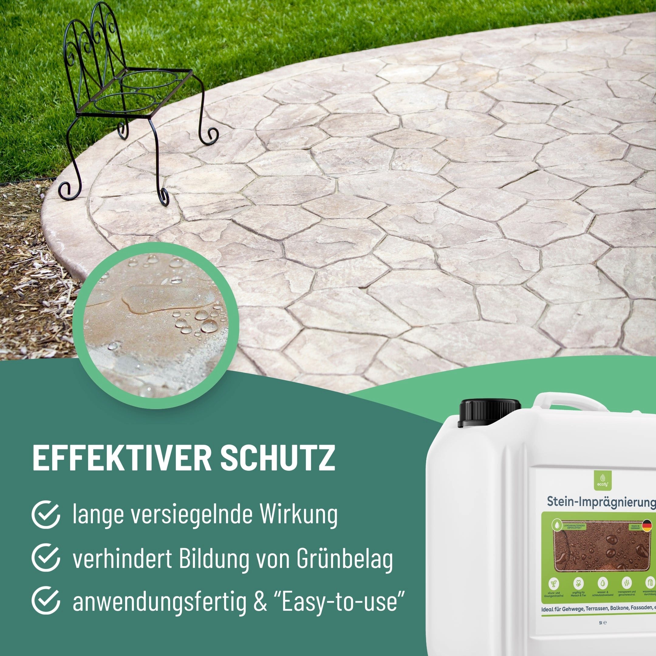 eco:fy Stein-Imprägnierung Imprägnierspray (1 St), Starker Schutz vor Wasser, Fett und Schmutz