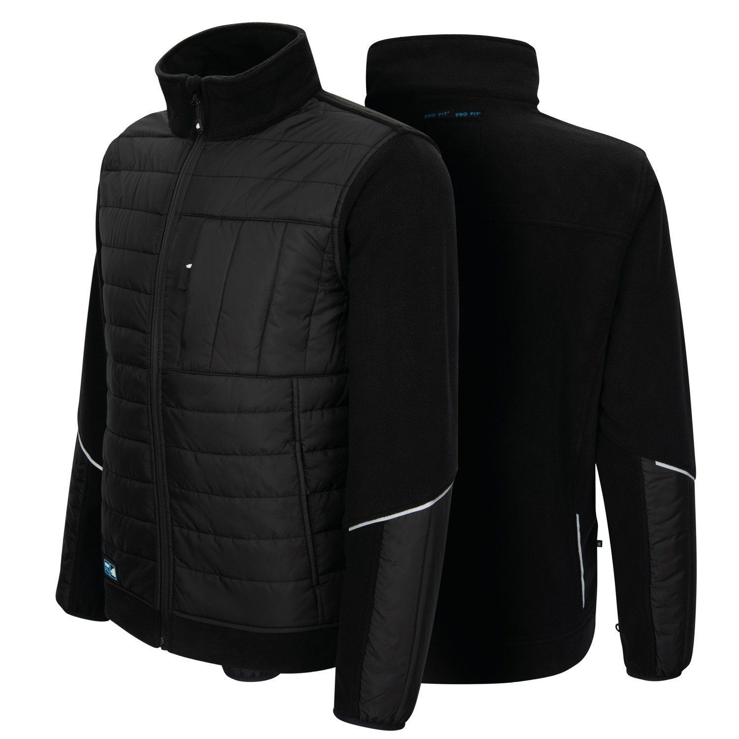 Arbeitsjacke aus Fleece, Funktionale Hybrid Fleecejacke, Unisex, Schwarz