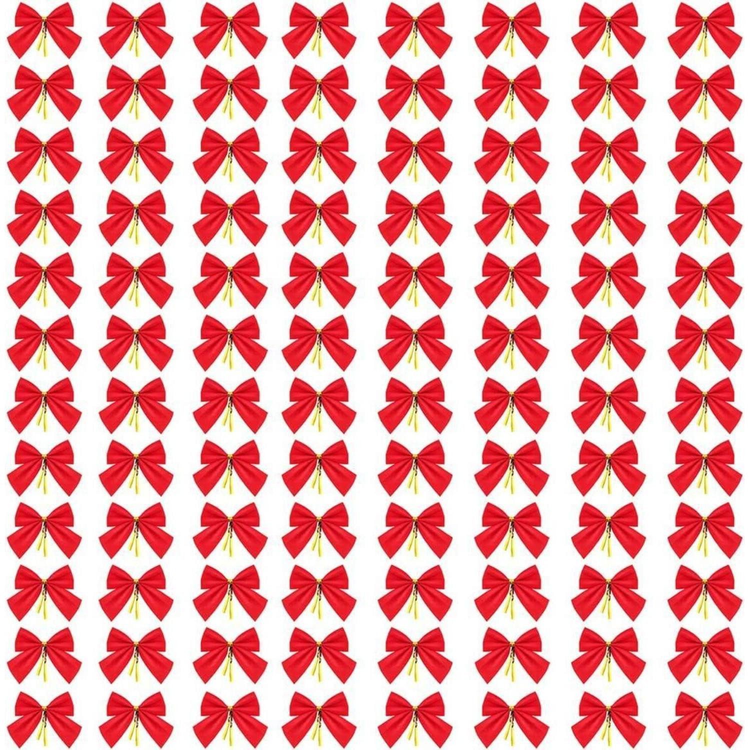 LuxusKollektion Geschenkband 96 Stück Rote Weihnachtsschleifen 6cm, Geschenkschleifen Hochwertig