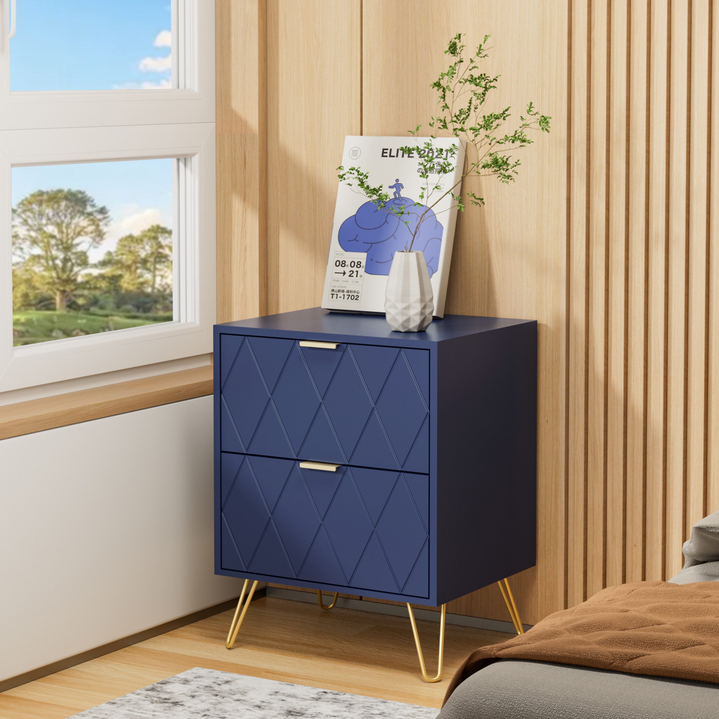 UEV Nachttisch 2er Set, Beistelltisch mit Beine, Nachtkommode mit Schublade günstig online kaufen