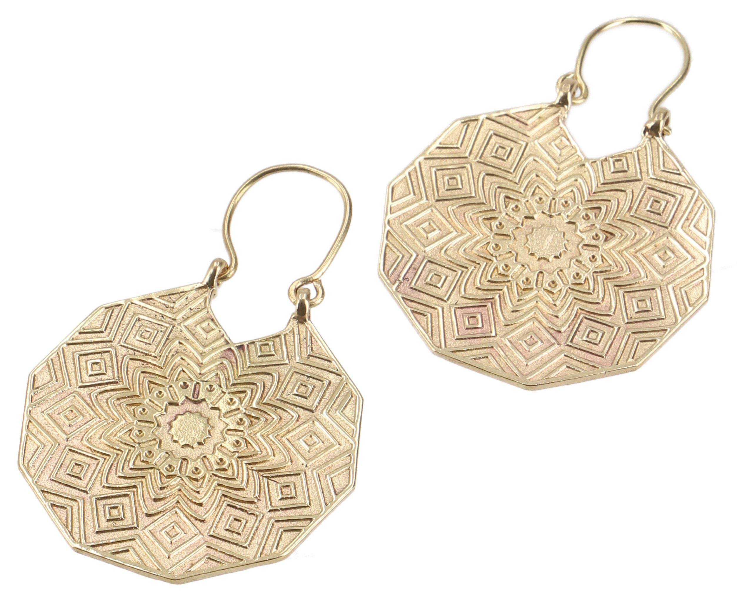 Guru-Shop Paar Ohrhänger Tribalohrringe aus Messing, Boho Ethnoohrringe,.. Model 7/gold