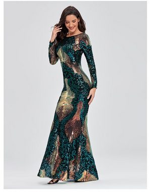 FIDDY Abendkleid Abendkleid im Meerjungfrau-Stil mit hoher Taille und langen Ärmeln