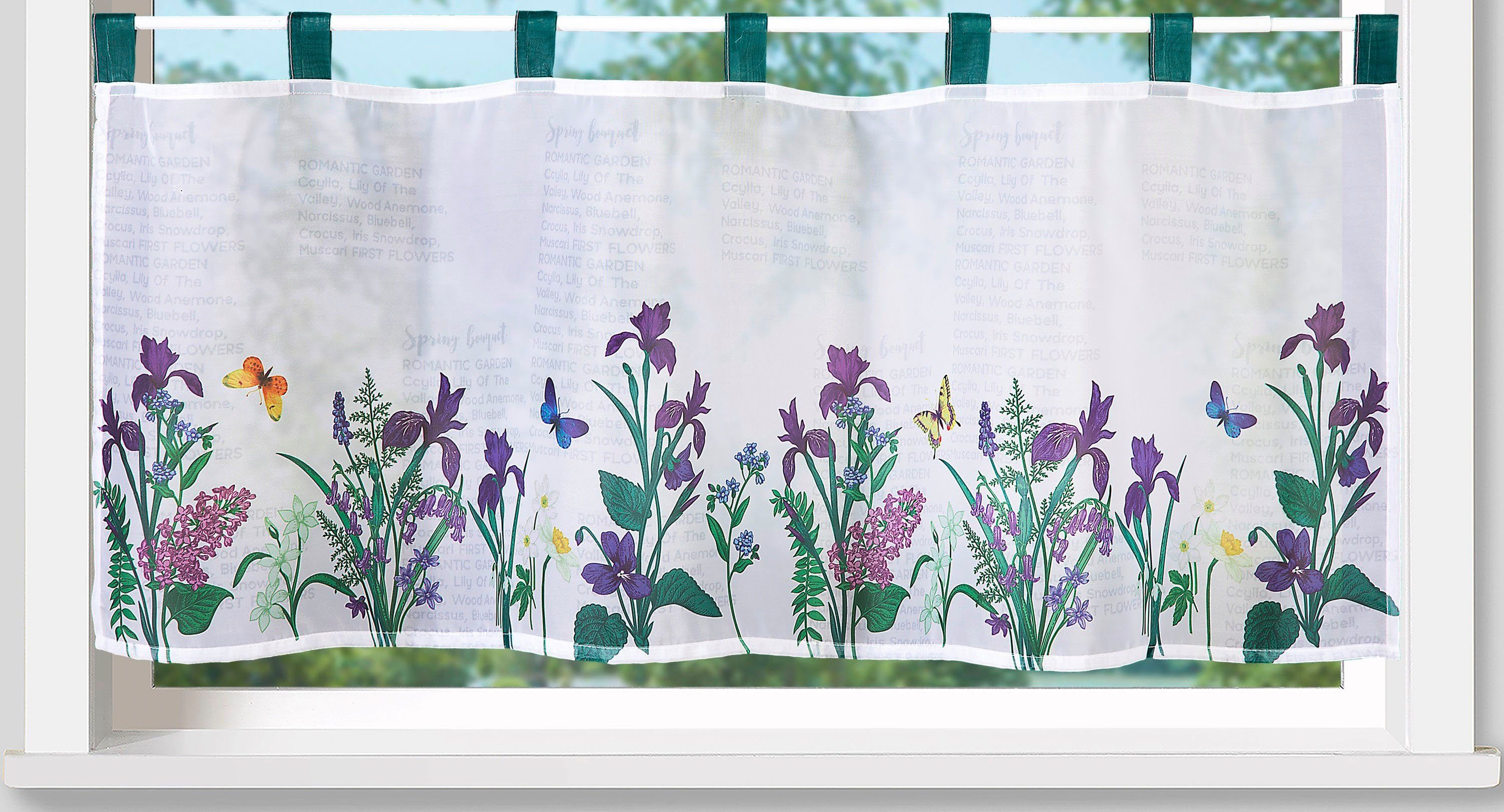 Weckbrodt Scheibengardine Violet (1 St), Schlaufen, transparent, Voile, Bistro, Voile, floral, transparent, HxB 45x120cm, Gardine, Store