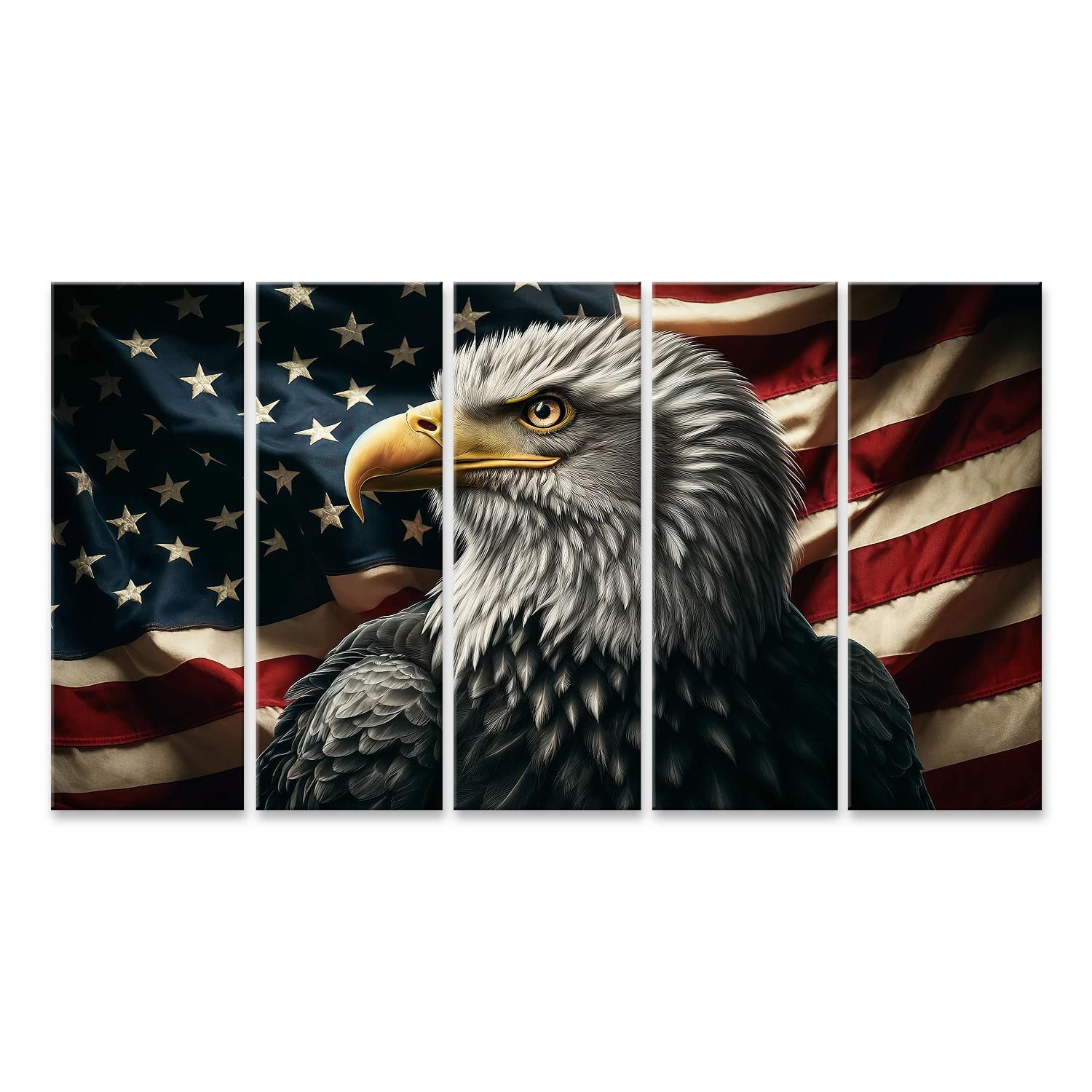 islandburner Leinwandbild See Adler Porträt vor Vintage USA Flagge