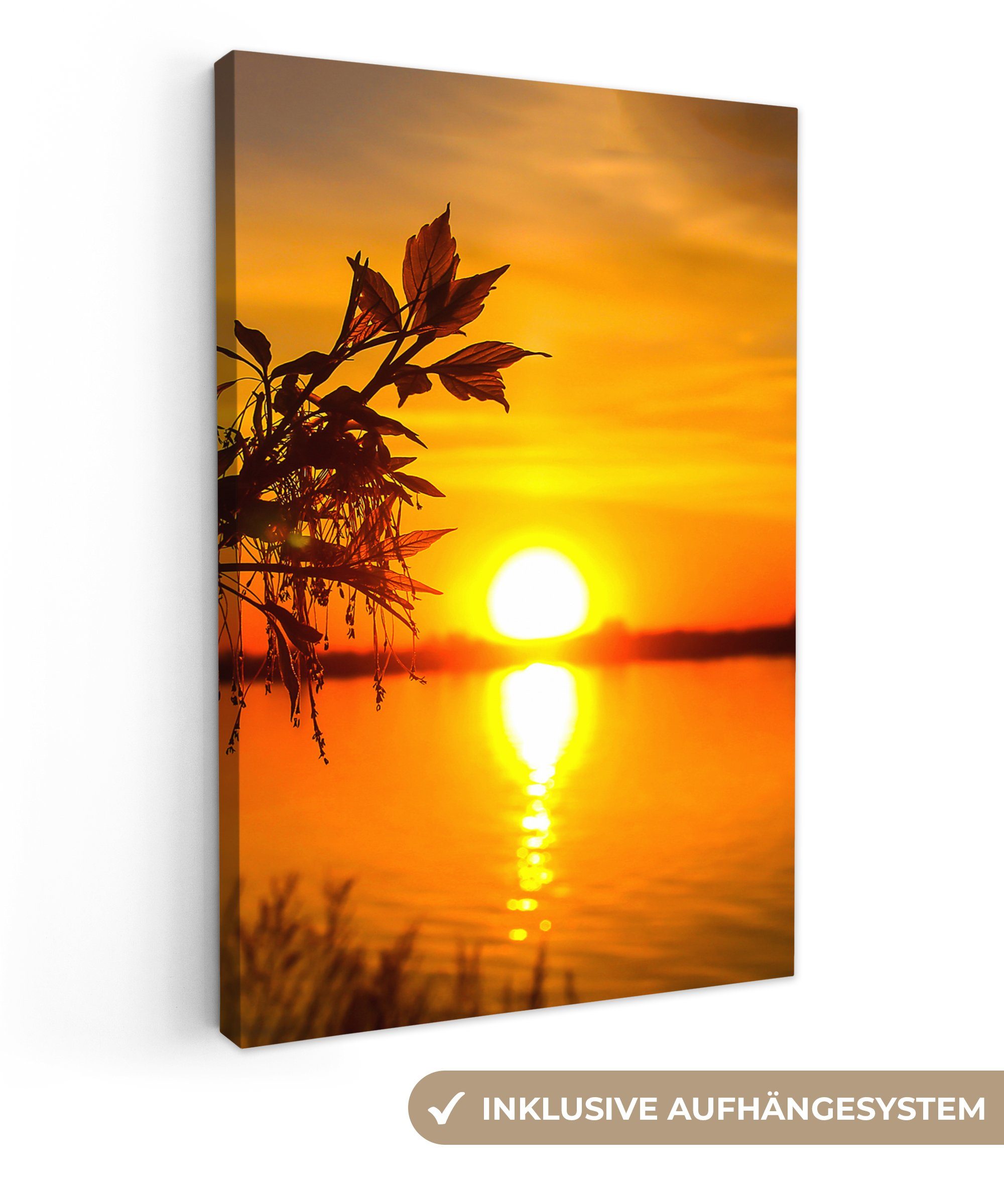 OneMillionCanvasses® Leinwandbild Sonnenuntergang - Wasser - günstig online kaufen
