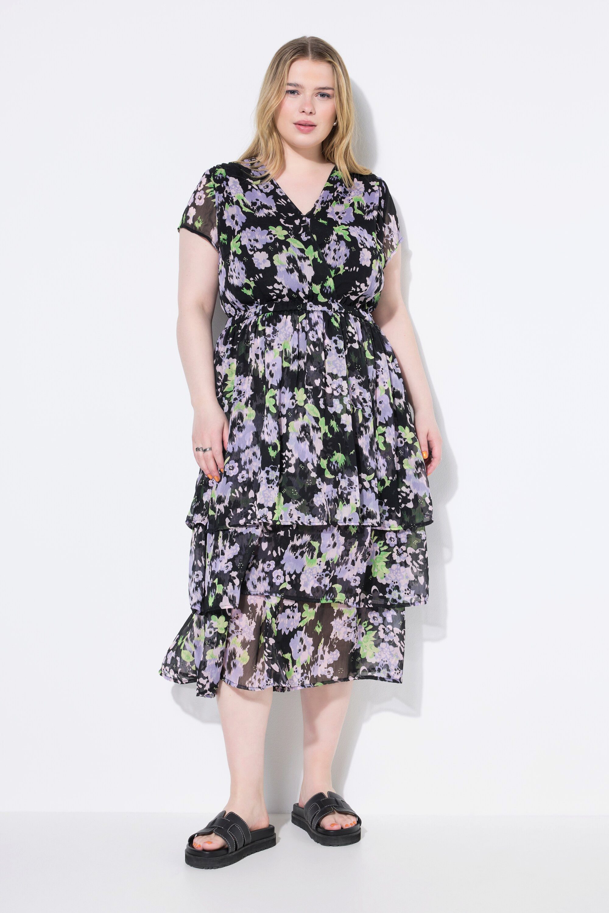 Studio Untold Midikleid Midikleid Chiffon Volants Unterkleid