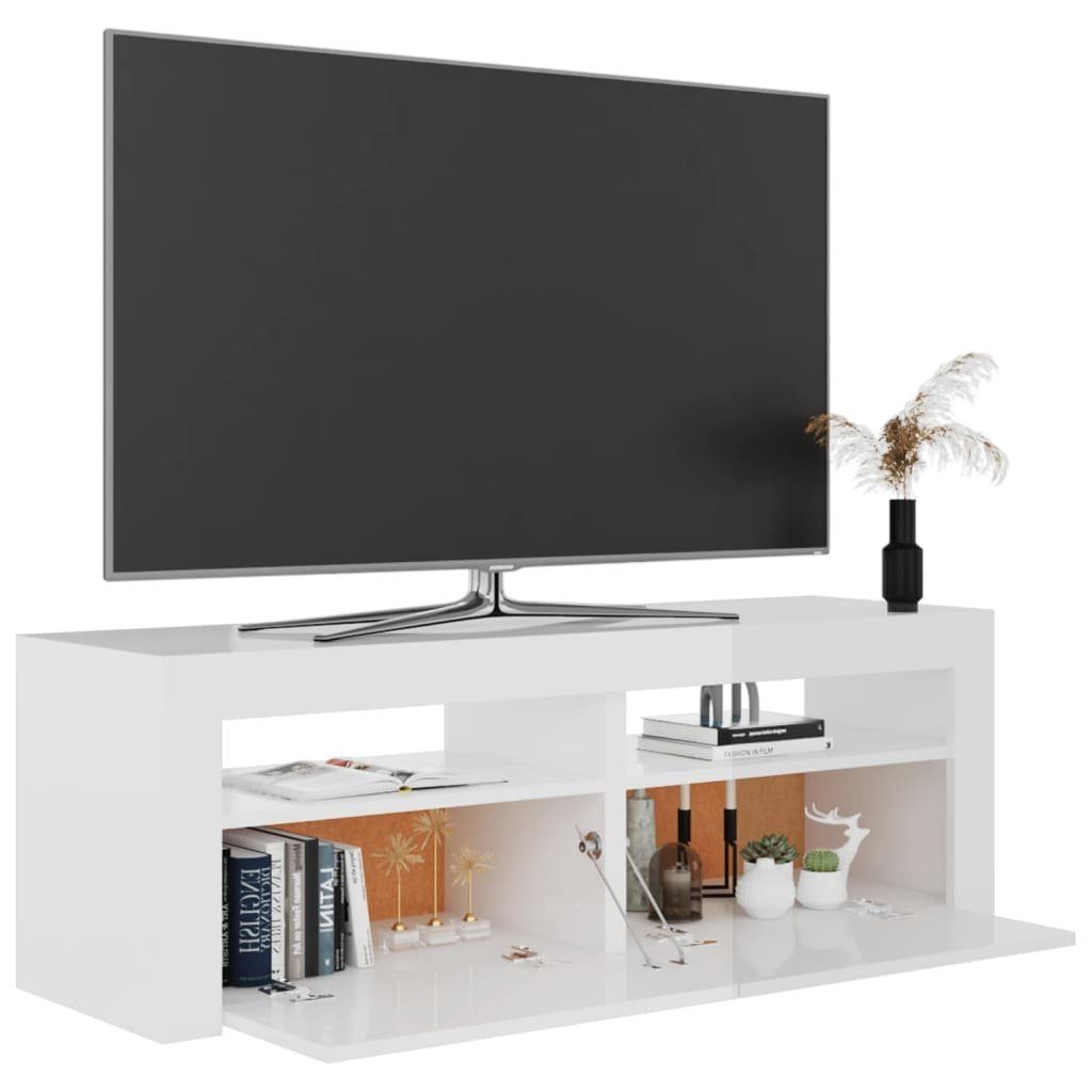 vidaXL TV-Schrank TV-Schrank mit cm 120x35x40 LED-Leuchten (1-St) Hochglanz-Weiß