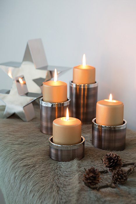 (1 Weihnachtsdeko modernen St), Edelstahl, Fink im Design aus bronzefarben/silberfarben VITO, Kerzenhalter