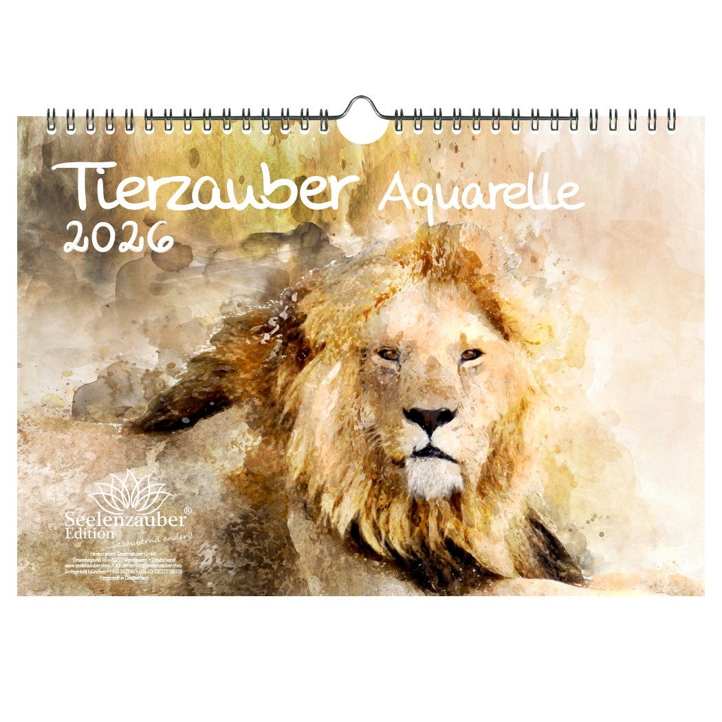Seelenzauber Wandkalender Tierzauber Aquarelle DIN A4 Календари für 2026 verschiedene Tiere