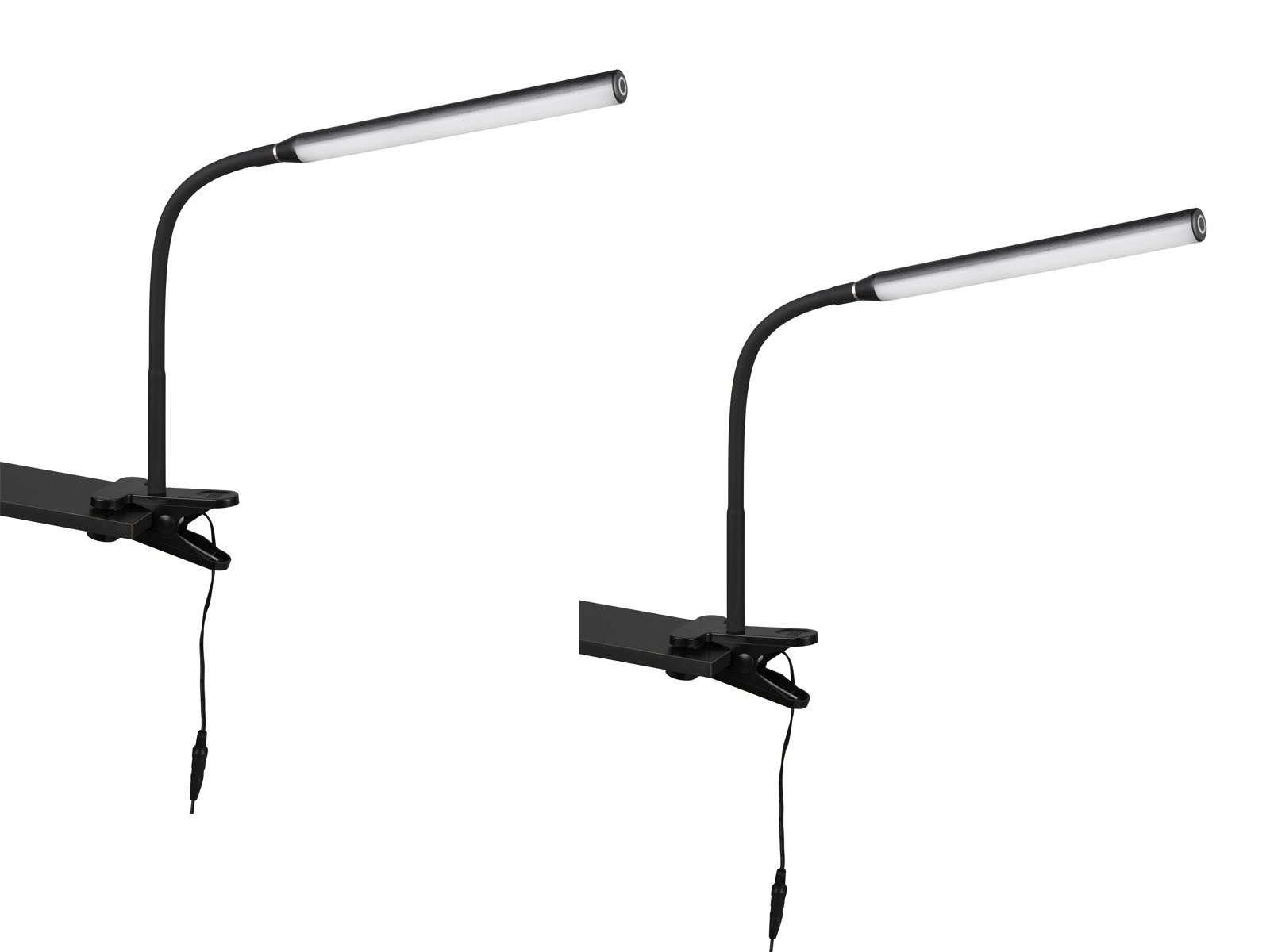Reality Leuchten LED Klemmleuchte, Dimmer, LED fest integriert, Lichtfarbe Warmweiß-Neutralweiß einstellbar, 2er SET Klemmlicht Лампи для читання Schwarz für Bett & Nachttisch, H 38-69cm