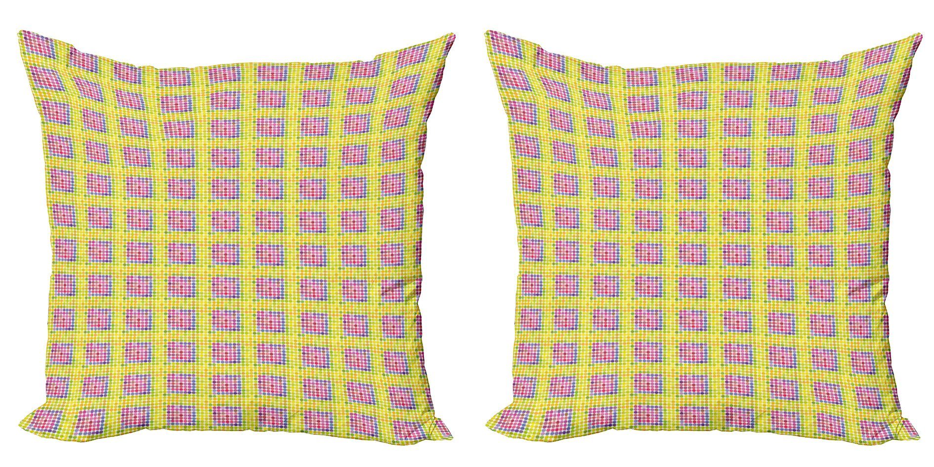 Kissenbezüge Modern Accent Doppelseitiger Digitaldruck, Abakuhaus (2 Stück), Geometrisch Vivid Symmetric Runden